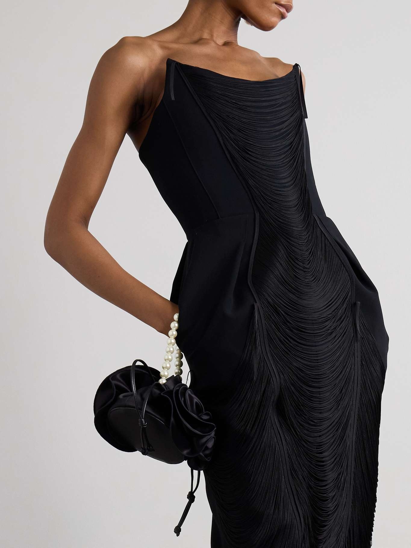 Pardon strapless fringed crepe gown - 5