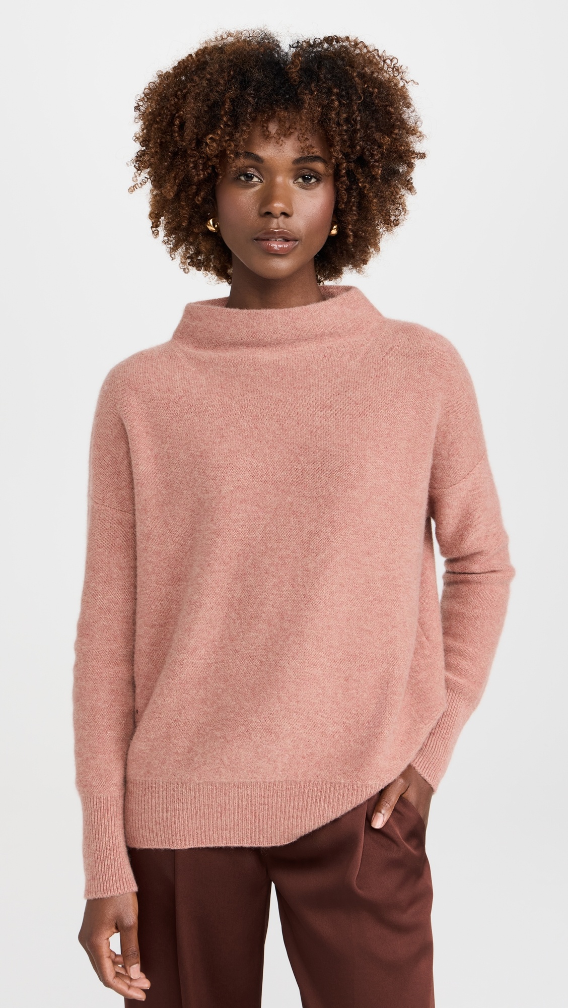 Boiled Funnel Neck Cashmere Pullover Sweater - 1