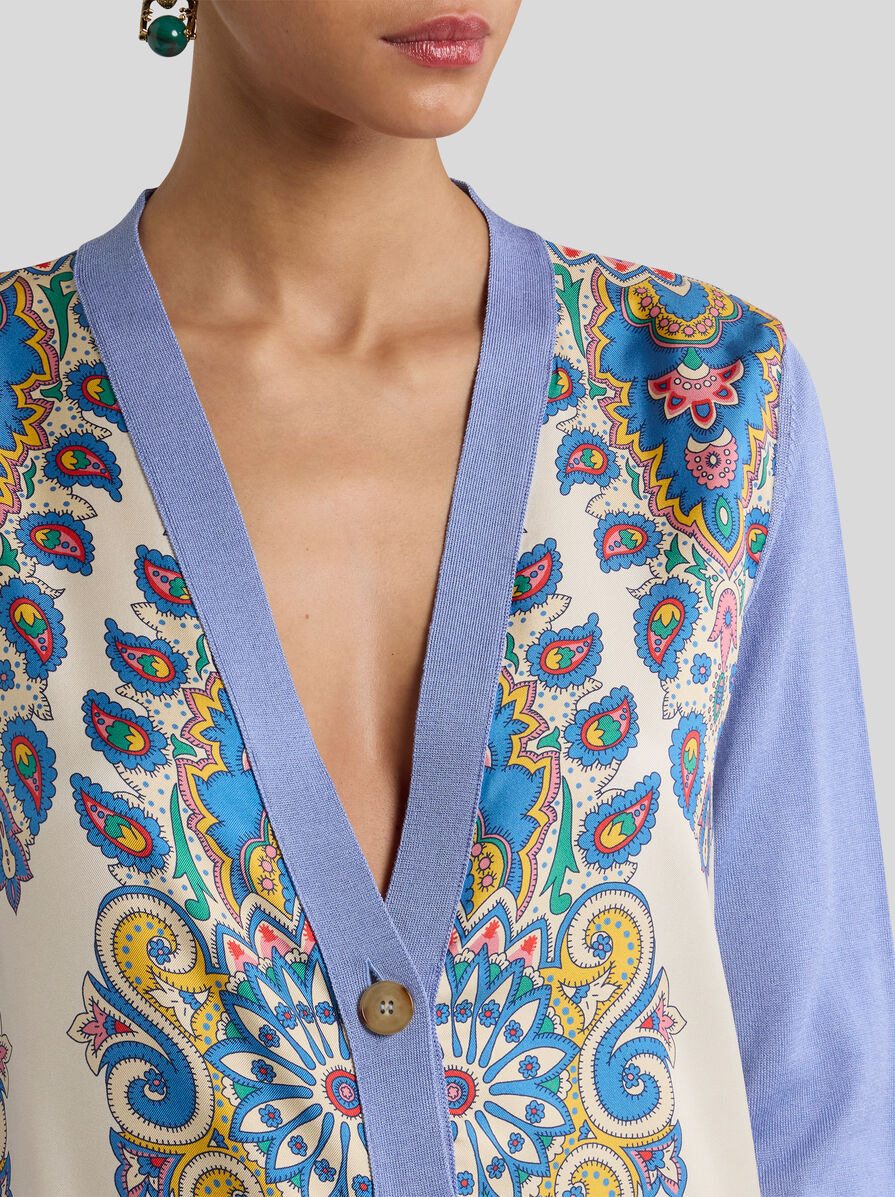 COTTON AND SILK CARDIGAN WITH PRINT - 3