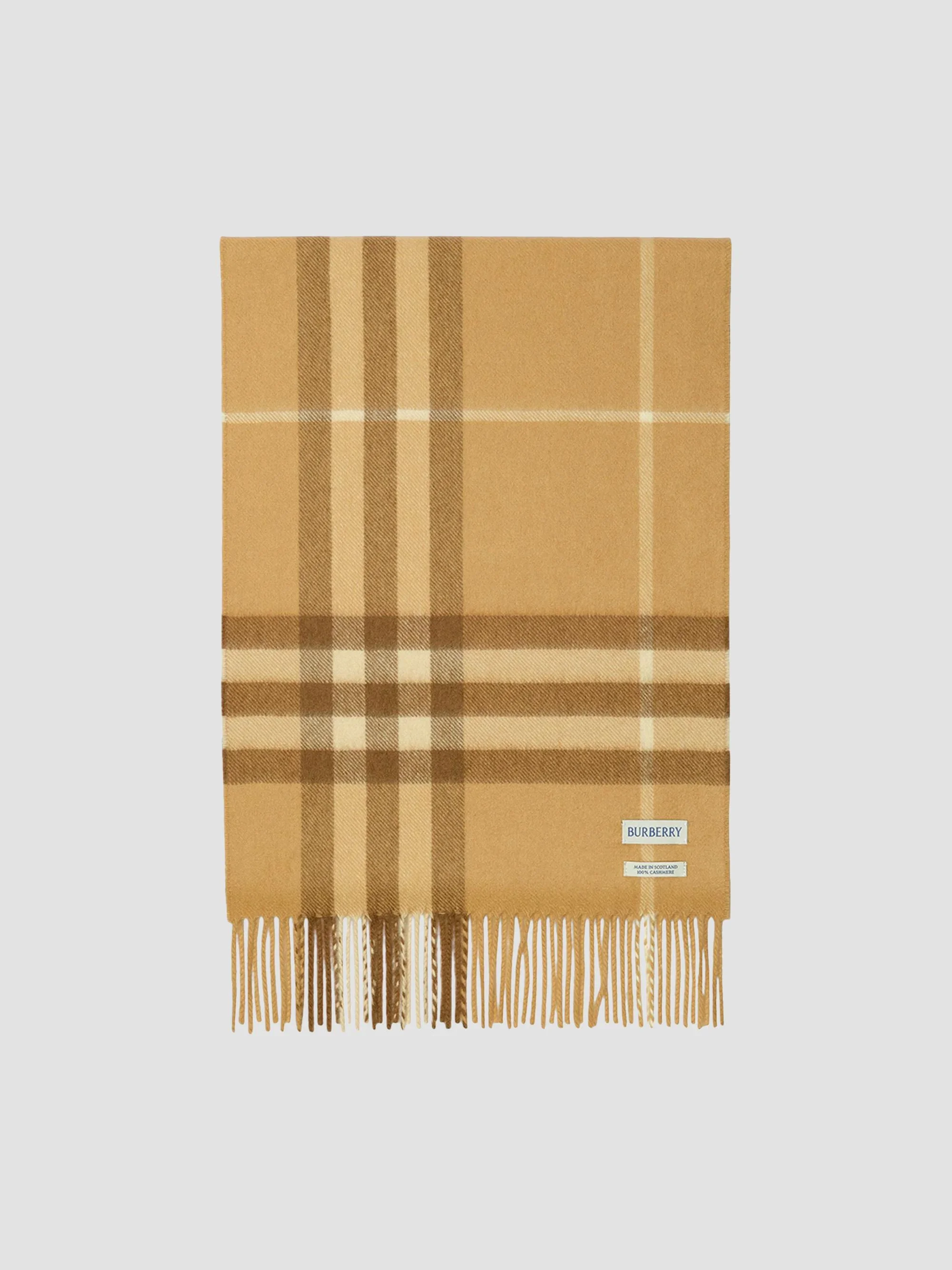 Men's Check Cashmere Scarf - Finch Beige - 1