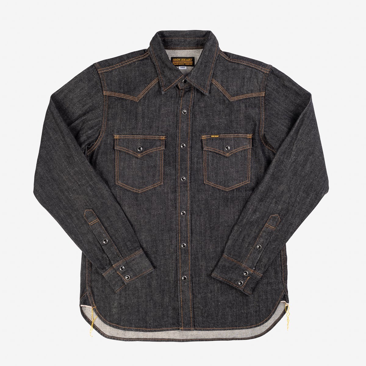 Iron Heart 12oz Selvedge Denim Western Shirt - Indigo Overdyed