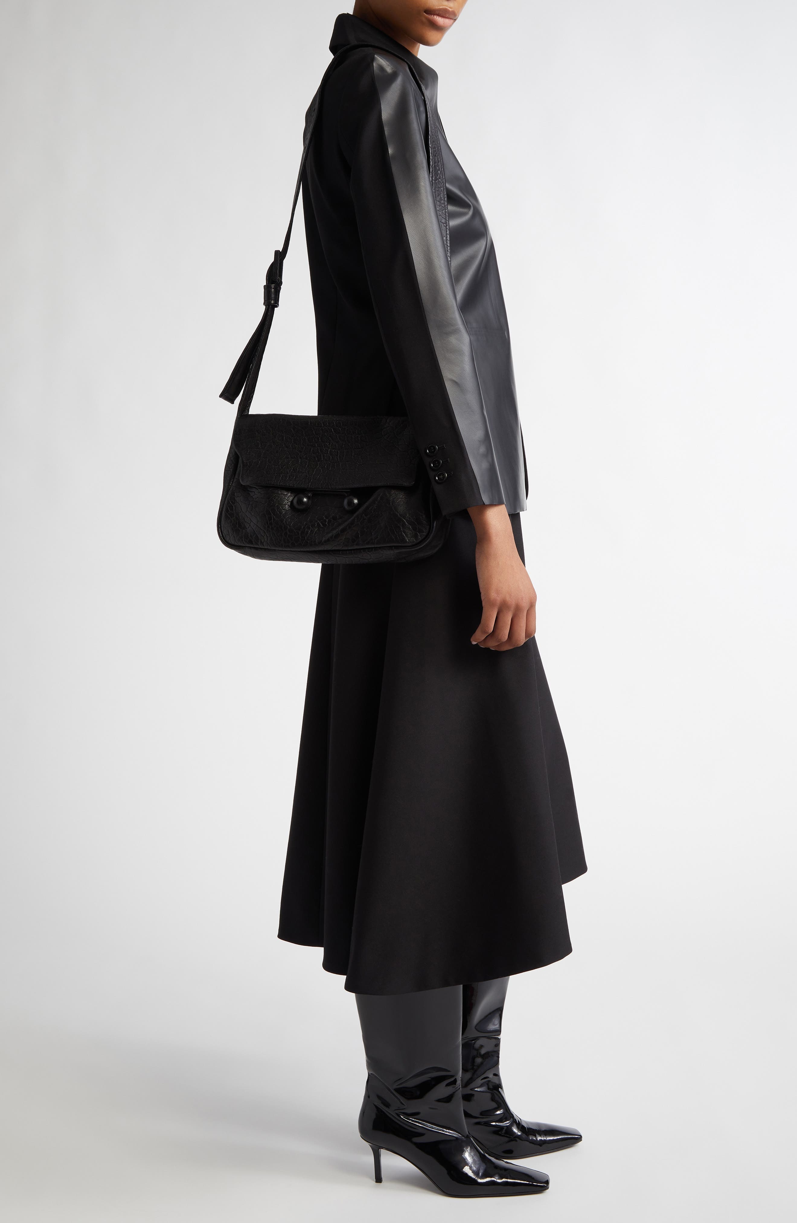 Marni Medium Trunkaroo Soft Leather Shoulder Bag in 00N99 Black at Nordstrom - 2