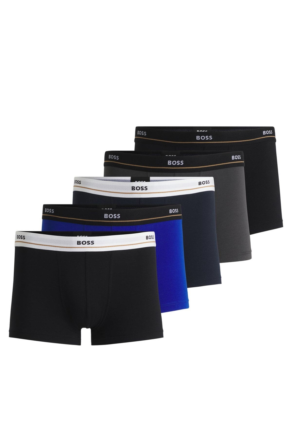 THREE-PACK OF STRETCH-COTTON TRUNKS WITH LOGO WAISTBANDS - 1