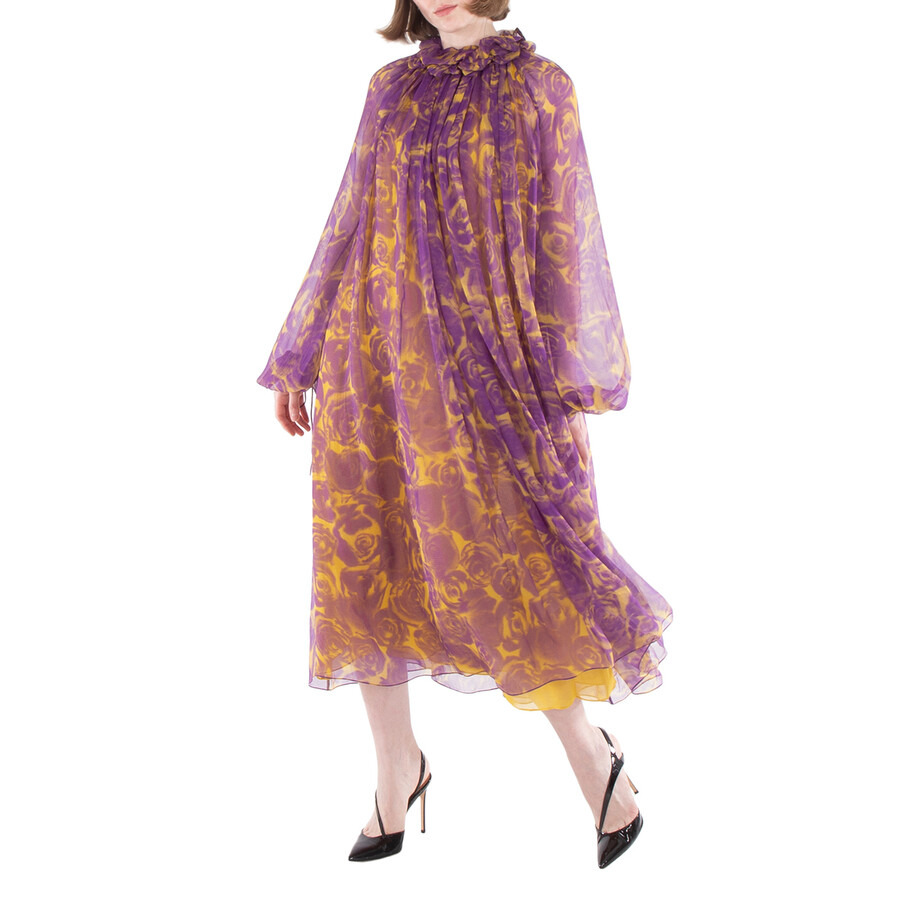 Burberry Rose Print Silk Dress - 5