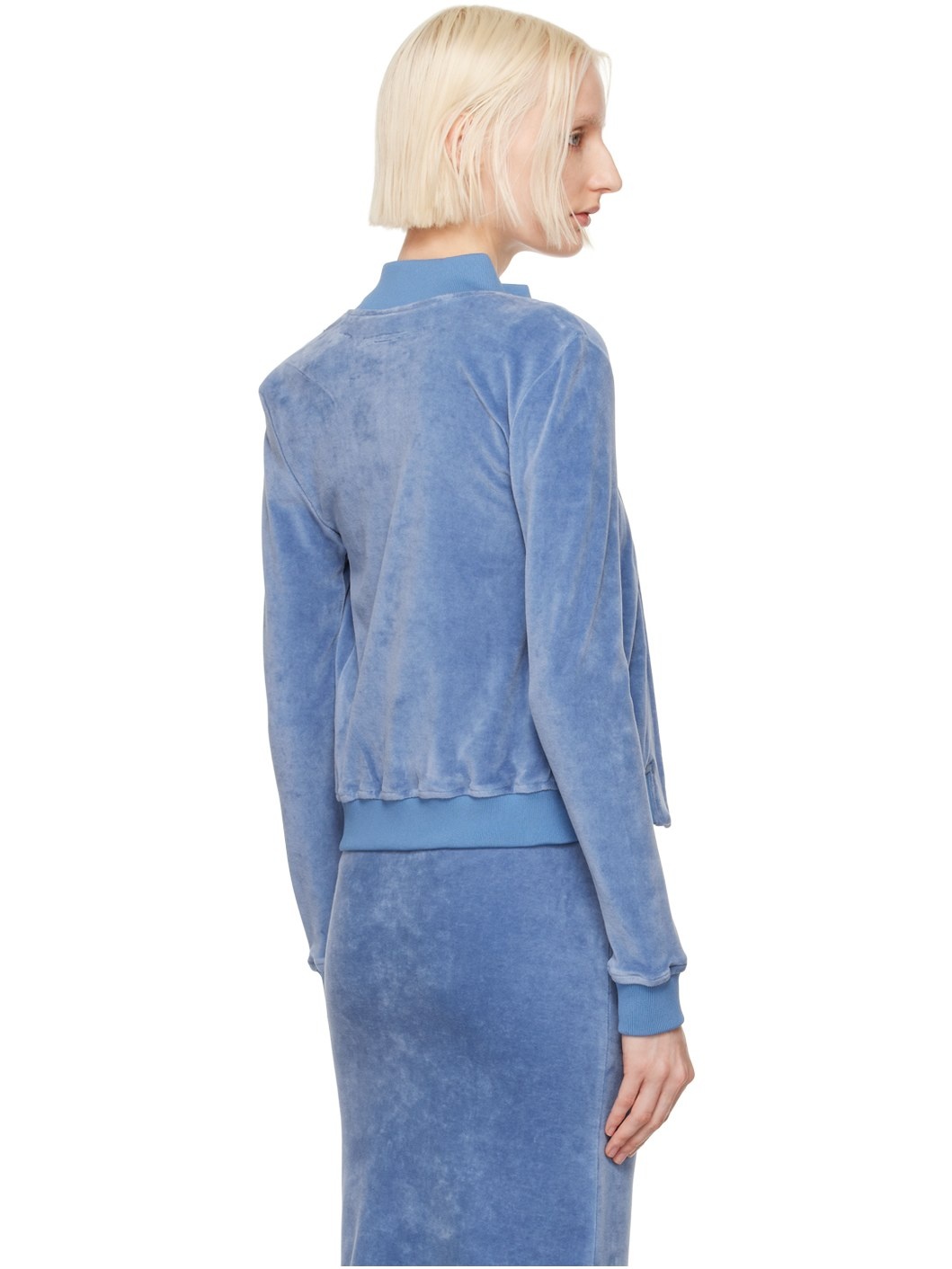 Blue Crop Zip-Up Track Jacket - 3