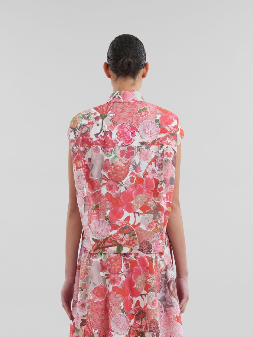 PINK POPLIN SLEEVELESS SHIRT WITH REQUIEM PRINT - 3
