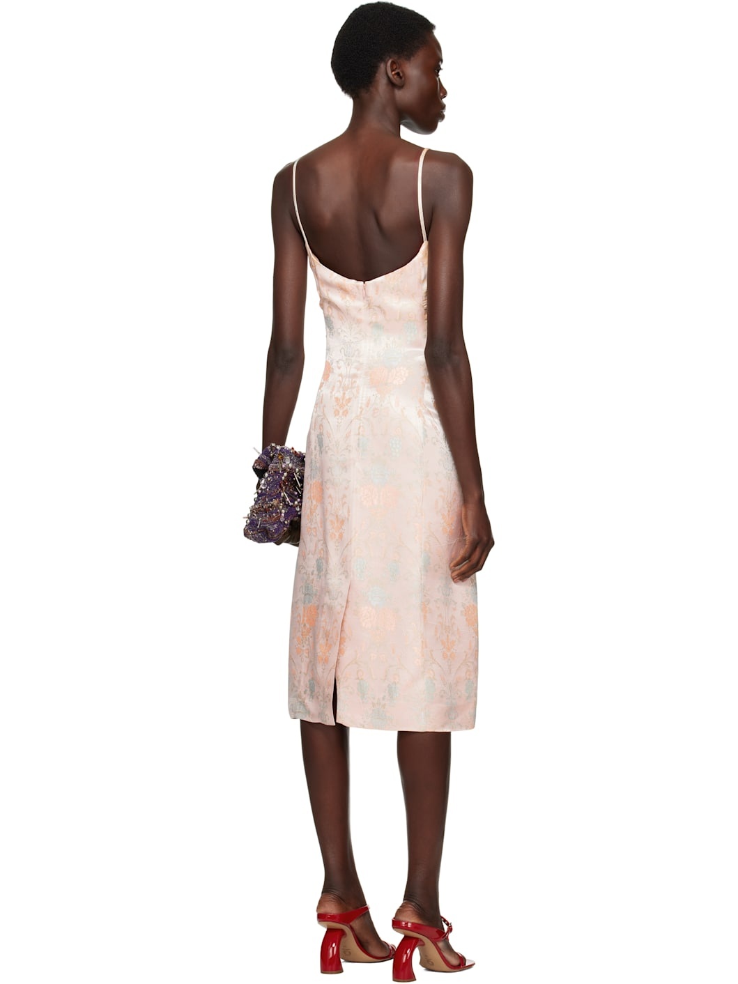 Pink Jacquard Midi Dress - 3