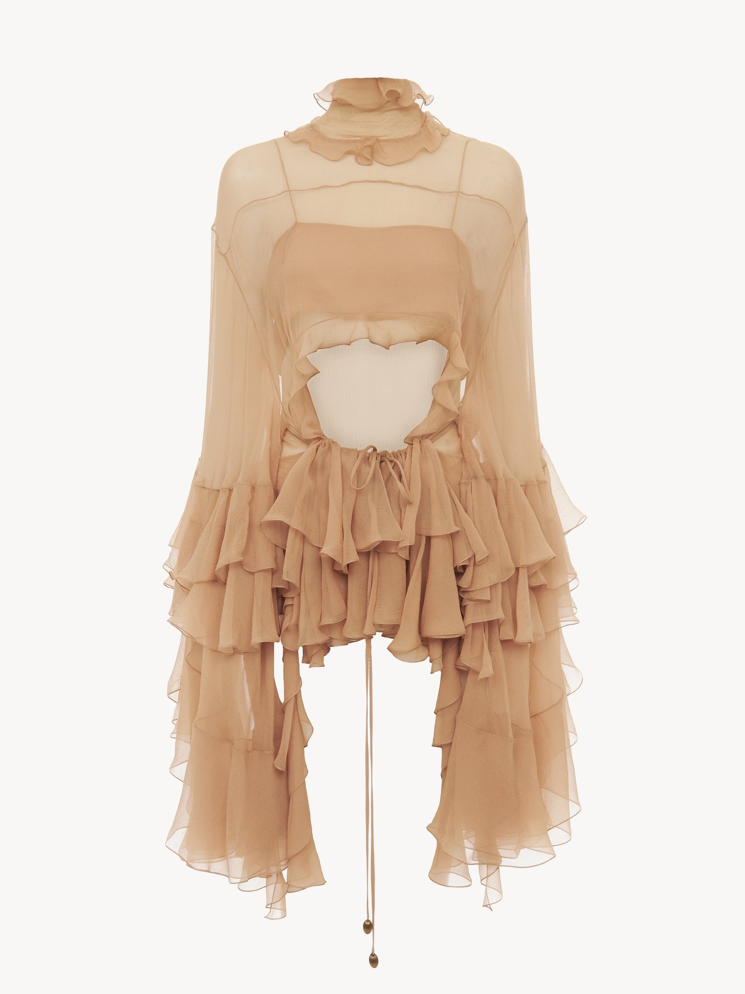 FLUID VOLANT TOP IN SILK MOUSSELINE - 2