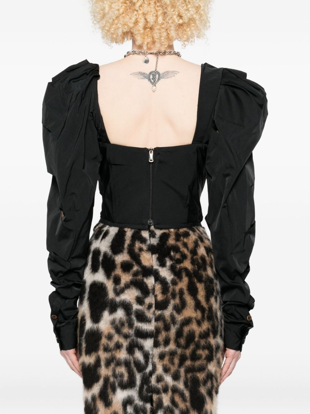 puff-sleeve corset top - 4
