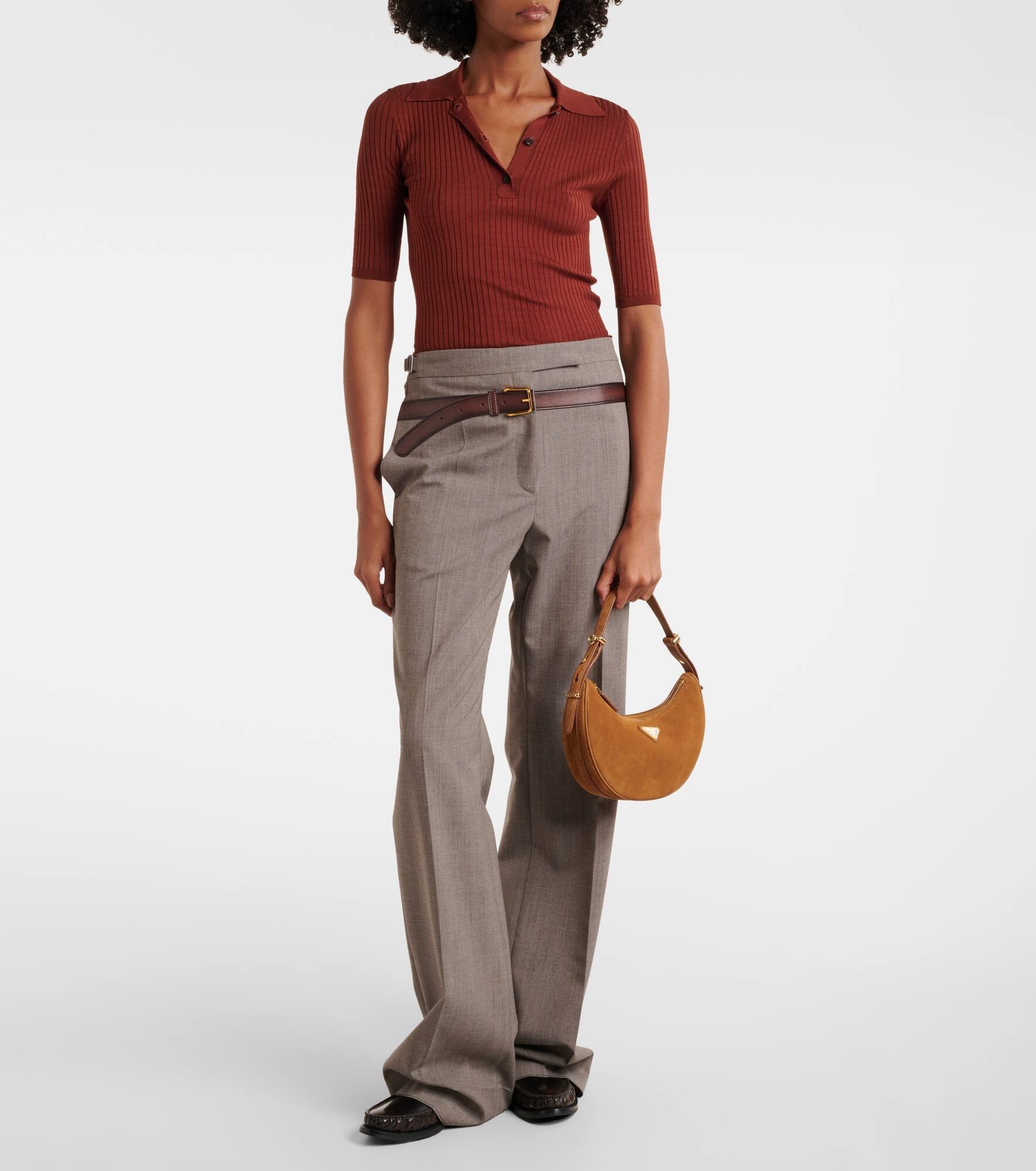 Prada Arqué suede shoulder bag - 5