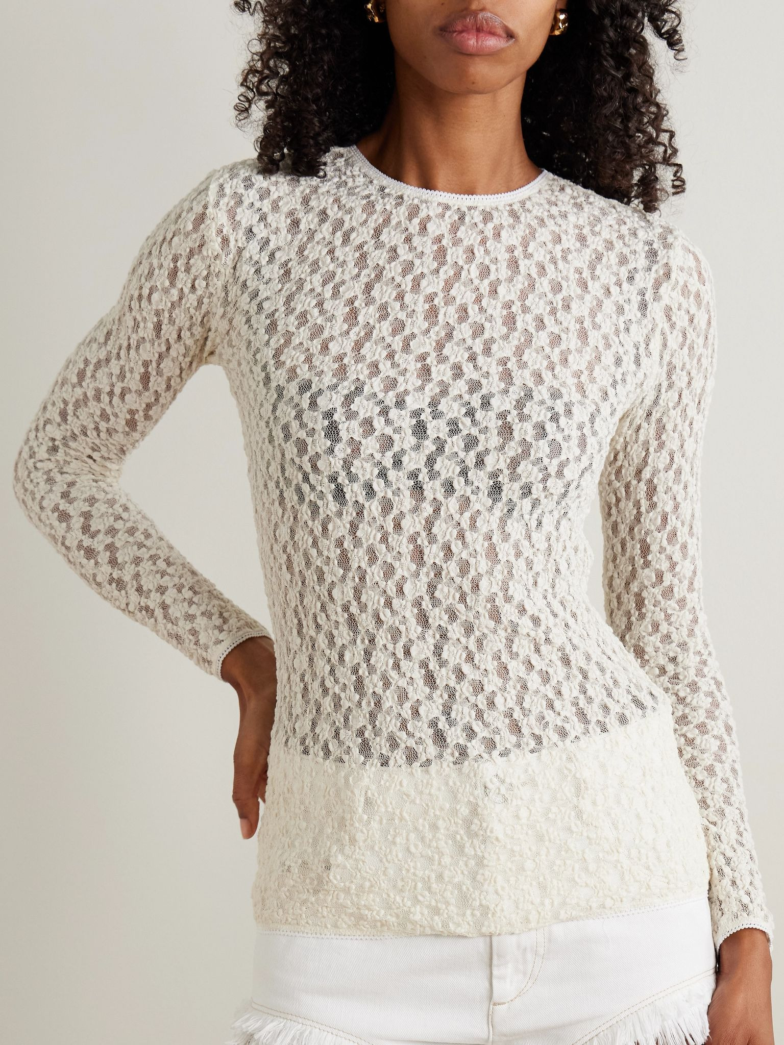 Gaelle popcorn lace top Ecru - 3
