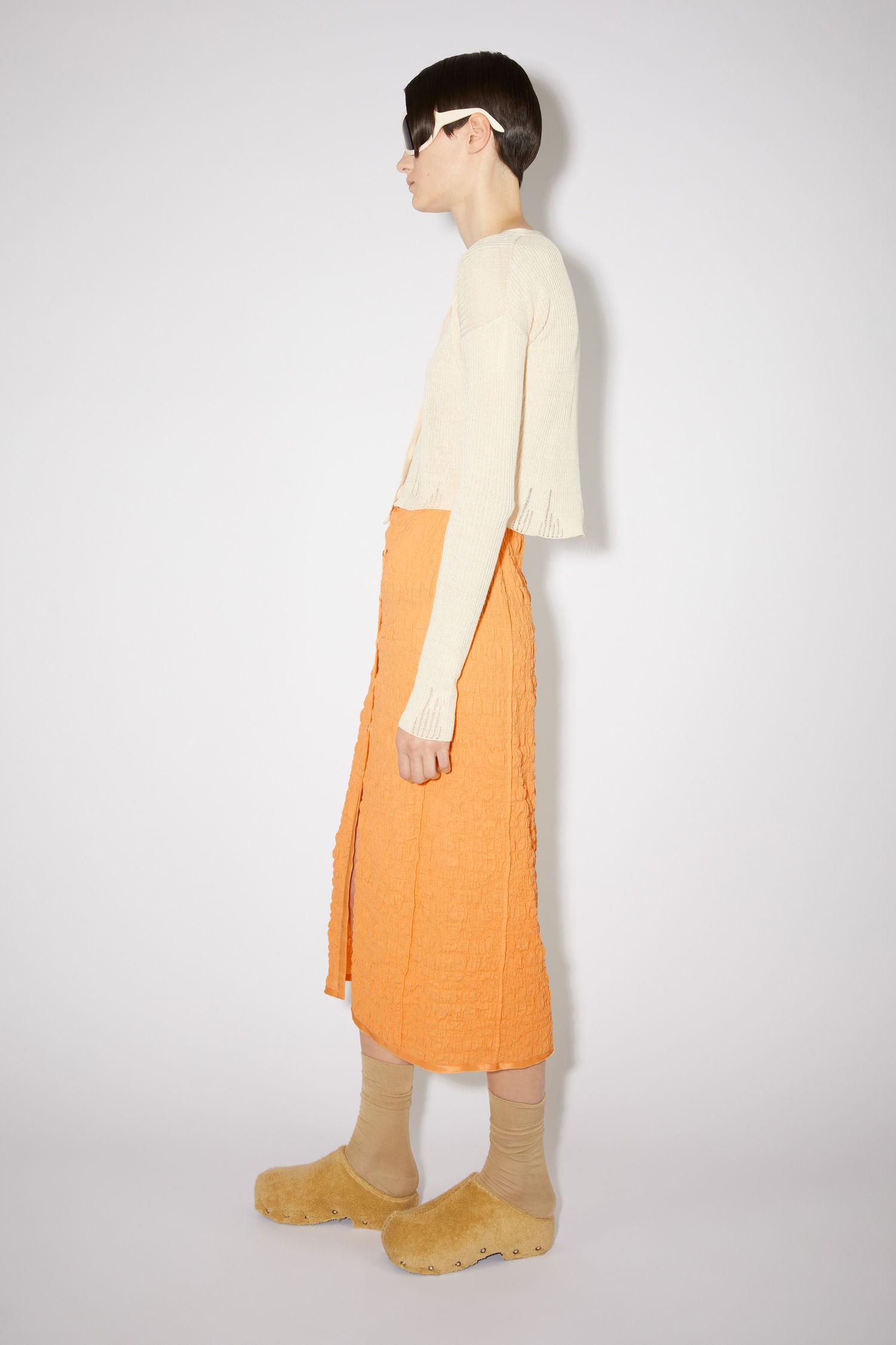 Cotton midi skirt - Apricot orange - 4