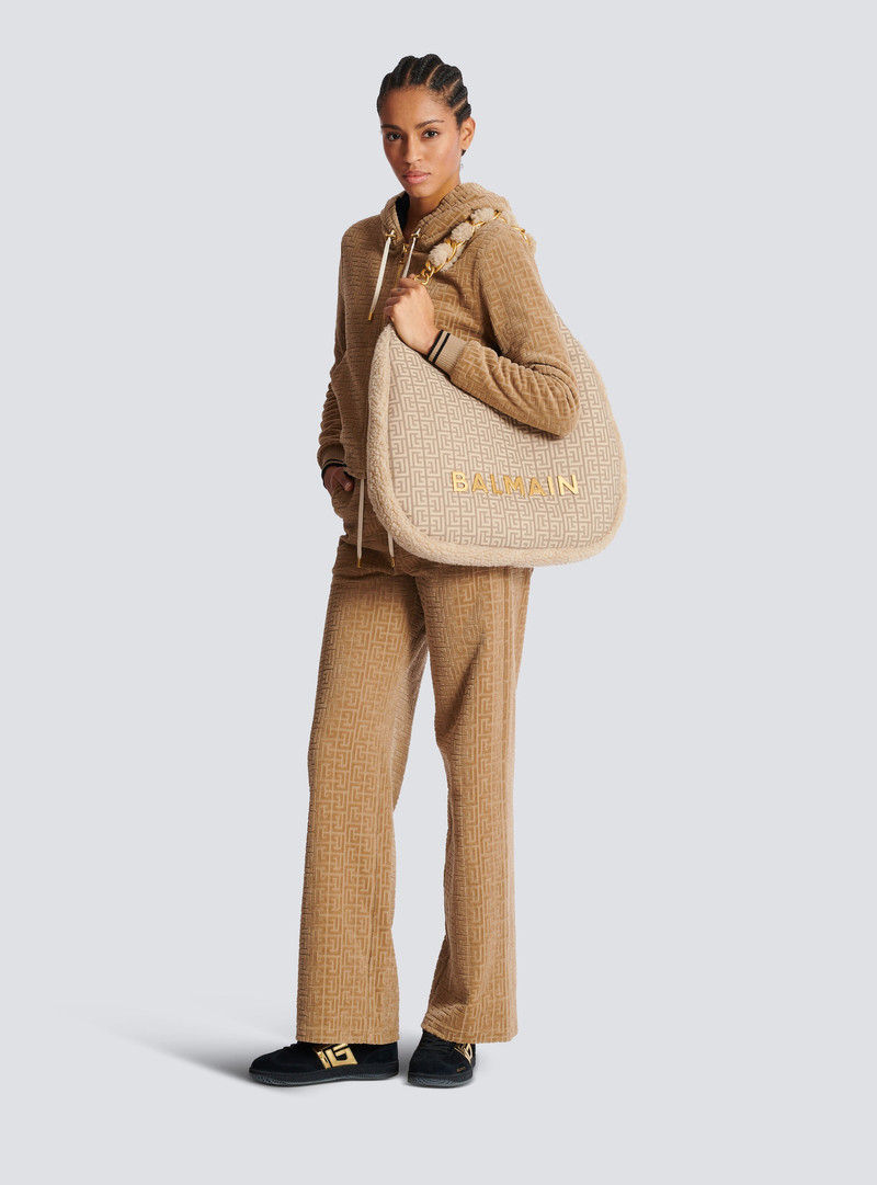 Balmain Large 1945 Soft Hobo bag in nylon with a PB Labyrinth monogram outlook