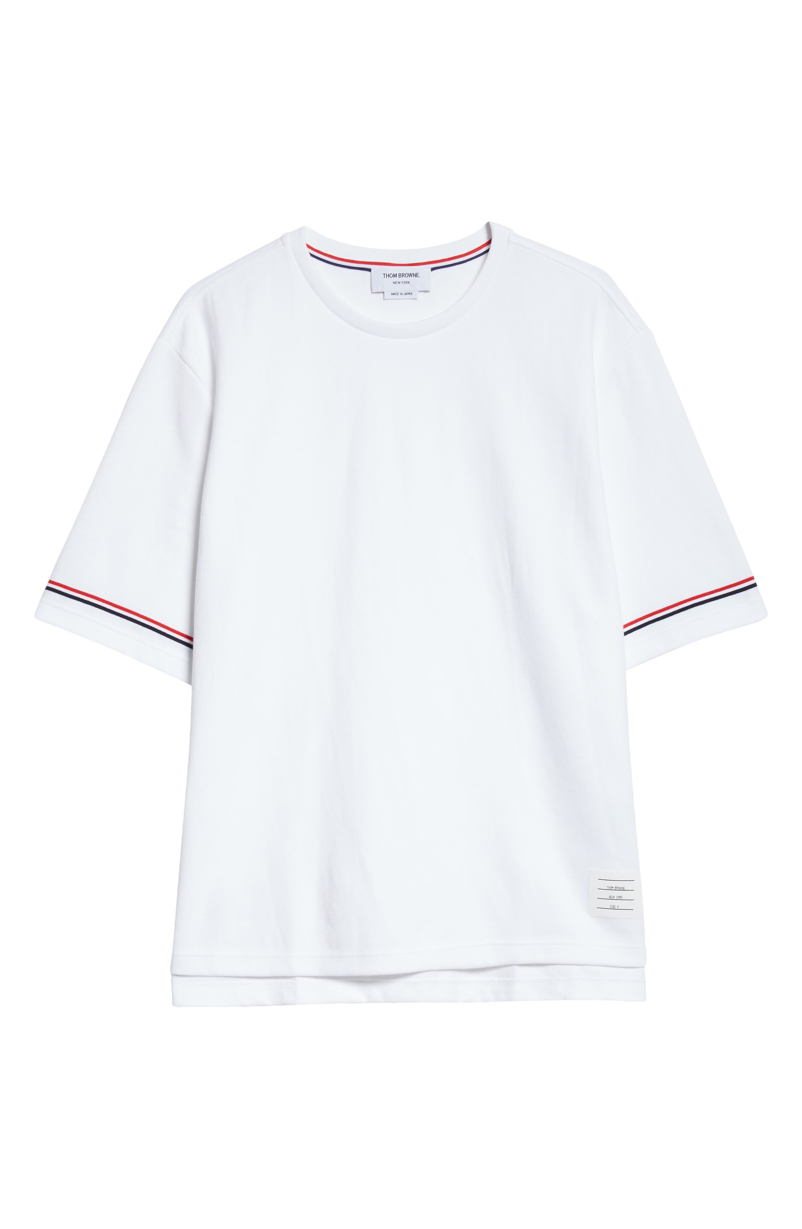 Thom Browne Rugby Fit Short Sleeve Cotton T-Shirt in White at Nordstrom - 1