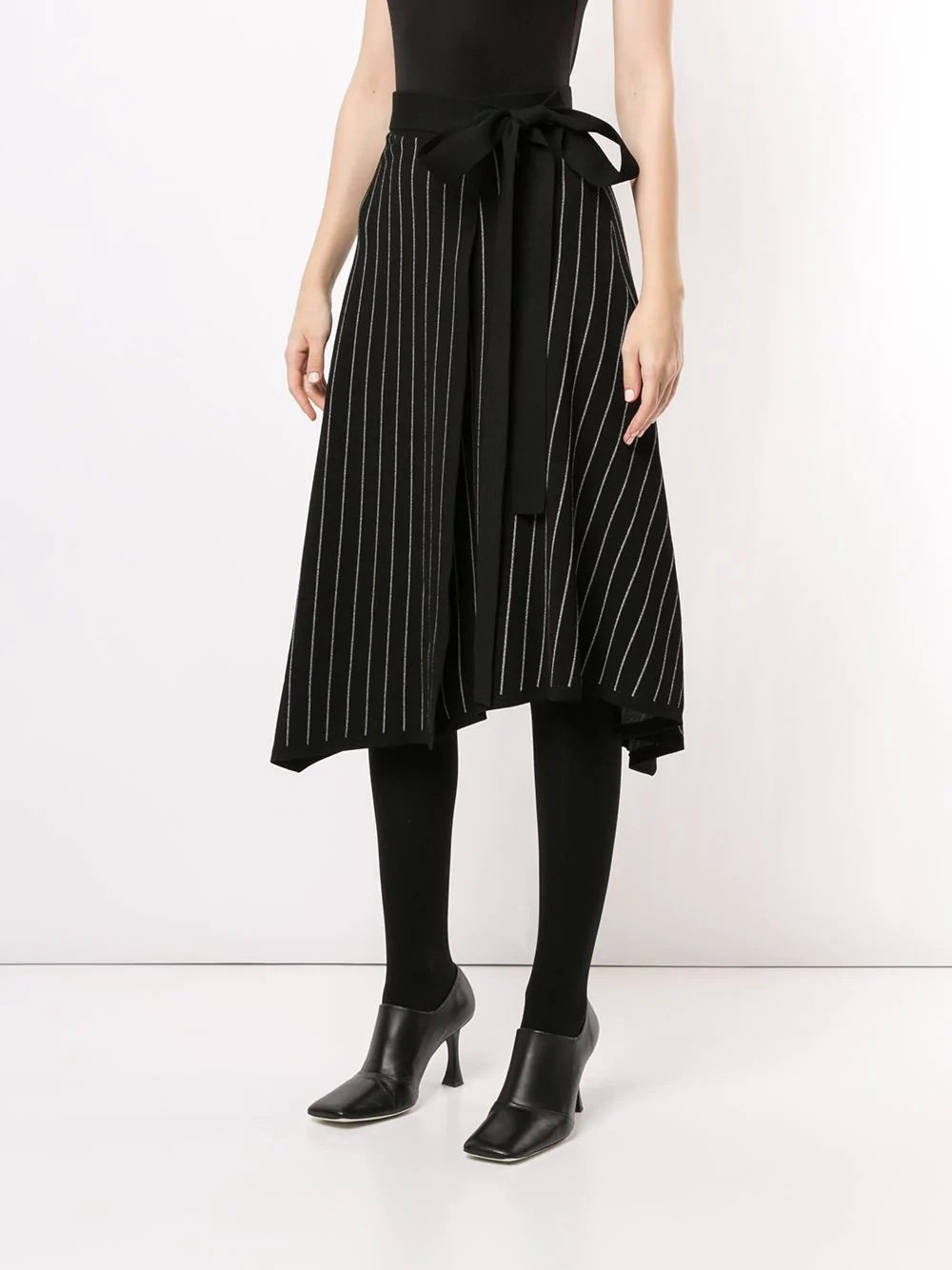 knitted pinstriped wrap skirt - 3