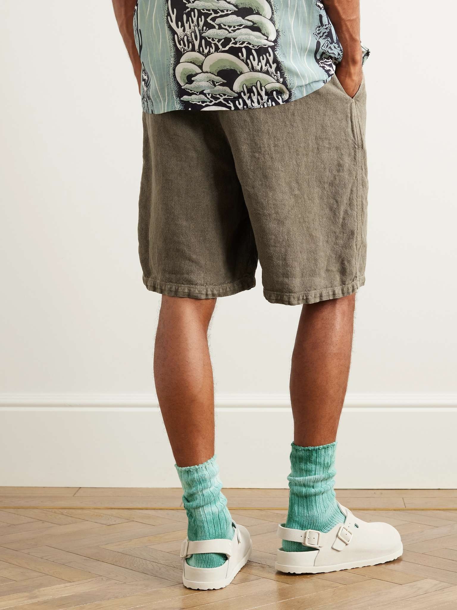 Easy Straight-Leg Belted Linen-Canvas Shorts - 4