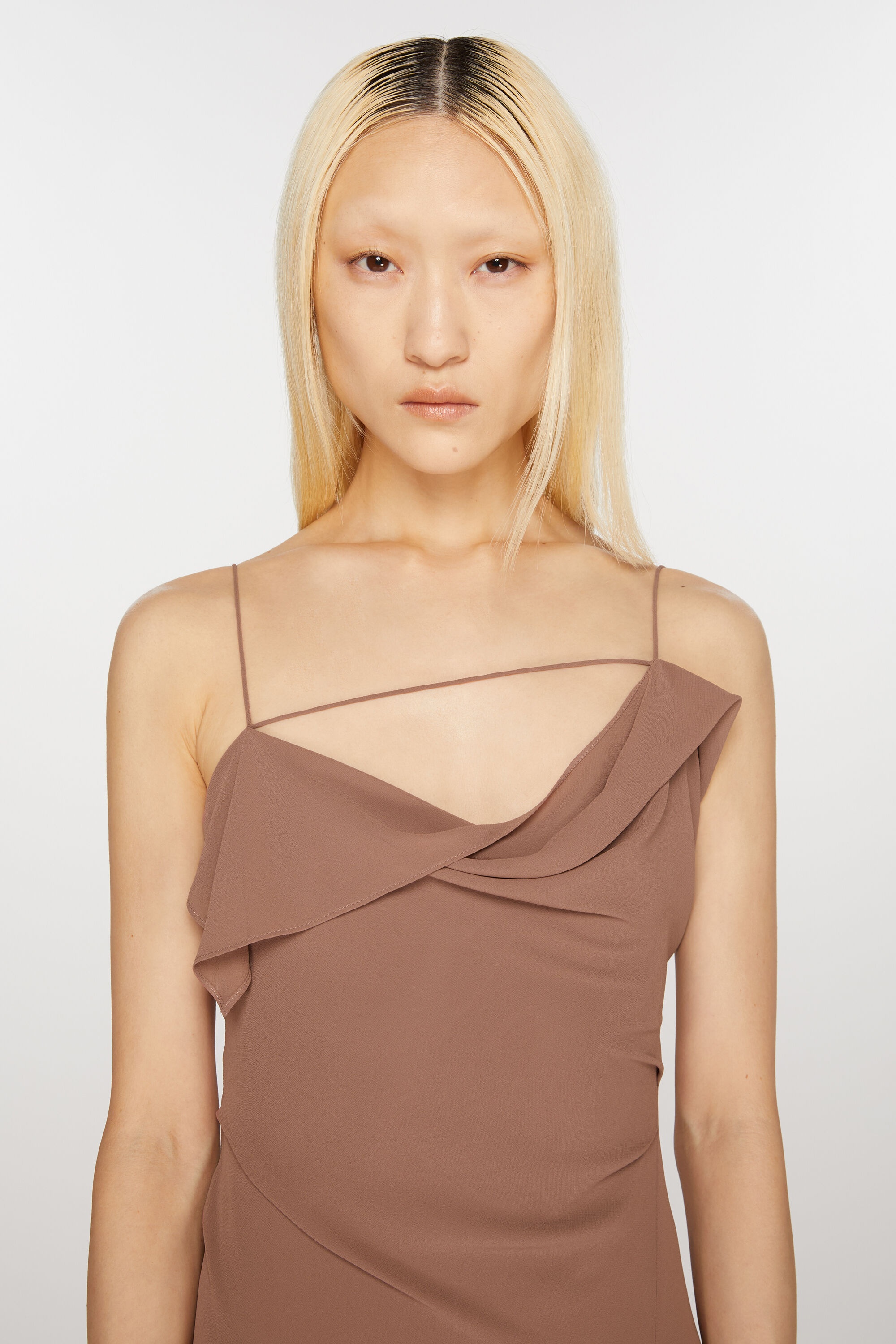 Ruffle strap dress - Toffee brown - 5