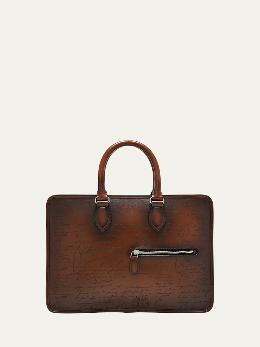 Men's Un Jour Mini Scritto Leather Briefcase - 1