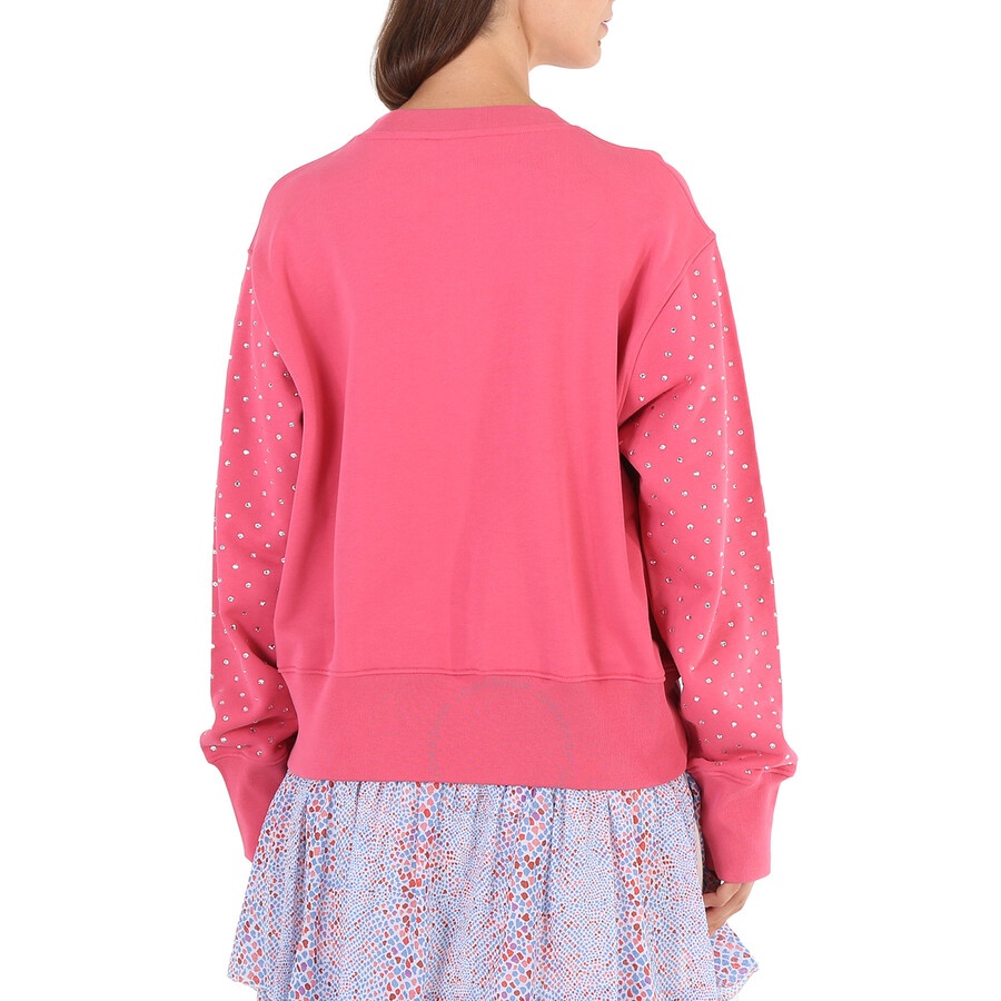 Moschino Ladies Fantasy Print Fucsia Crystal Teddy Bear Organic Cotton Sweatshirt - 6