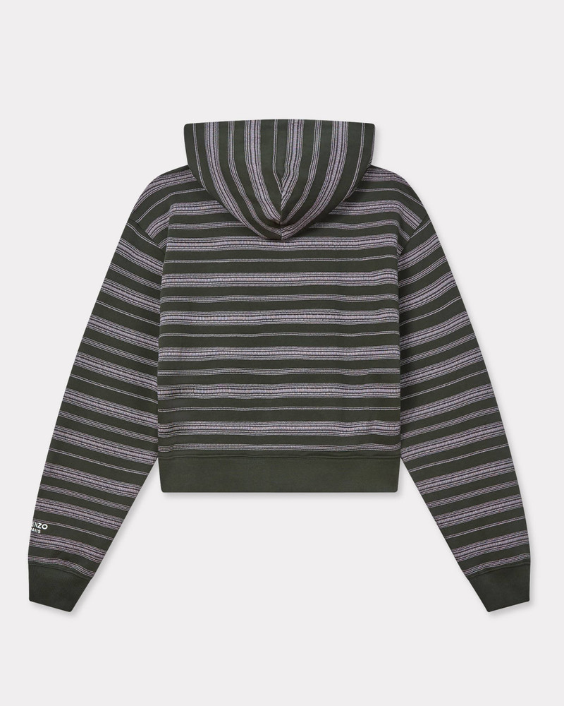 KENZO 'Boke Flower' stripes short zip-up hoodie in cotton outlook