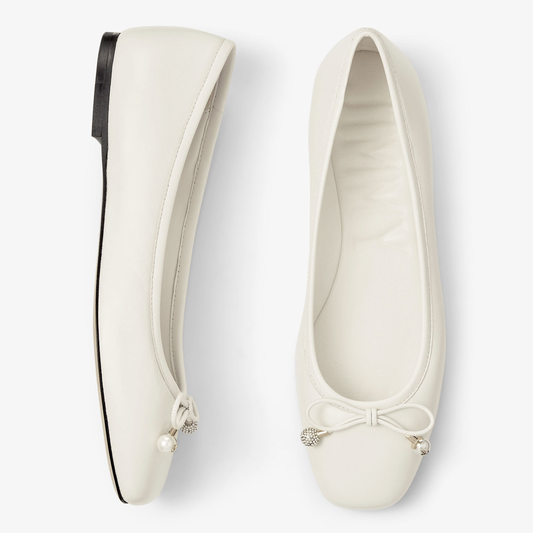Elme Flat
Latte Nappa Leather Flats with Pearl Embellishment - 4