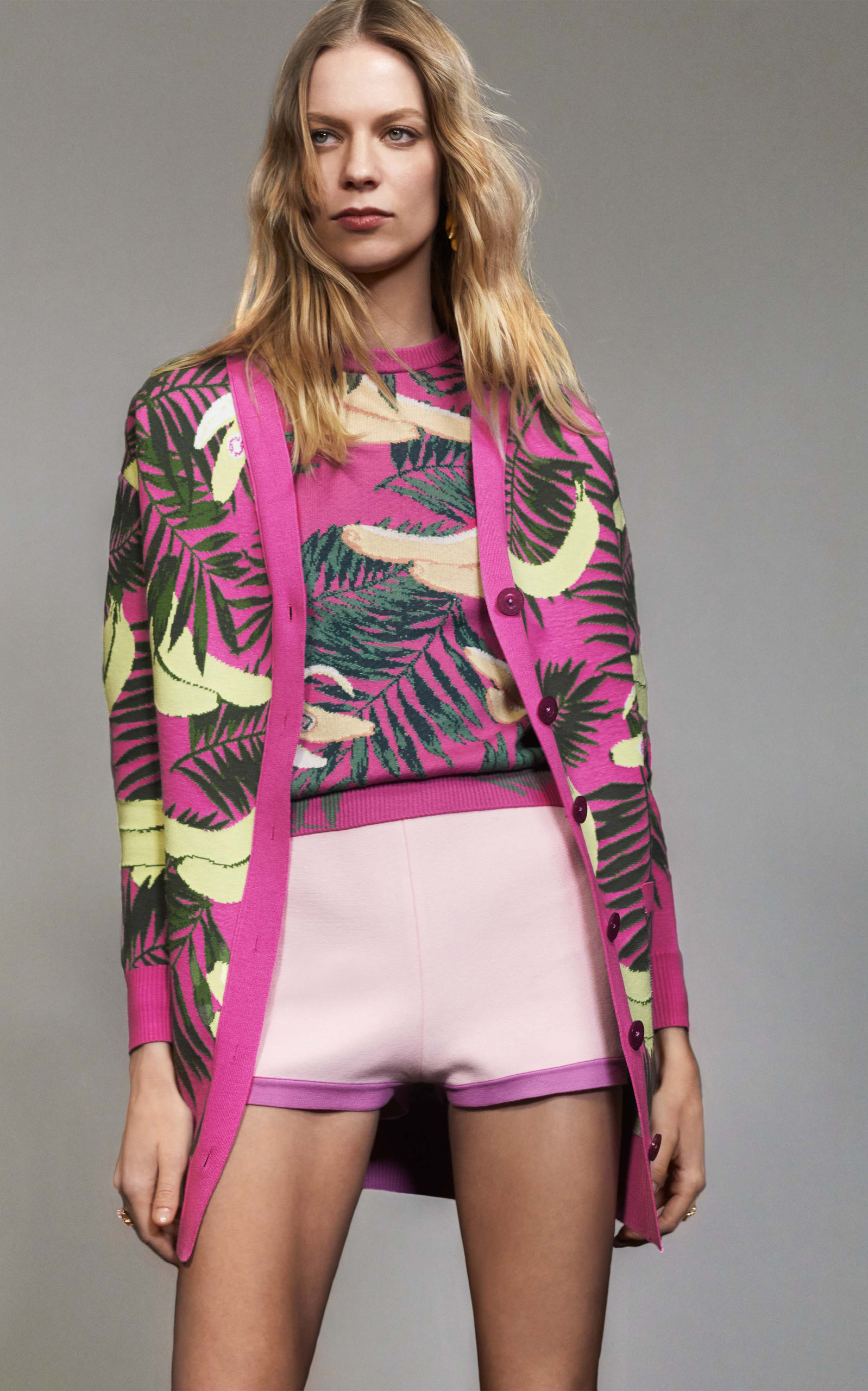 Banana-Intarsia Knitted Cardigan print - 2