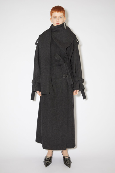 Acne Studios Scarf collar trench coat - Grey/black outlook