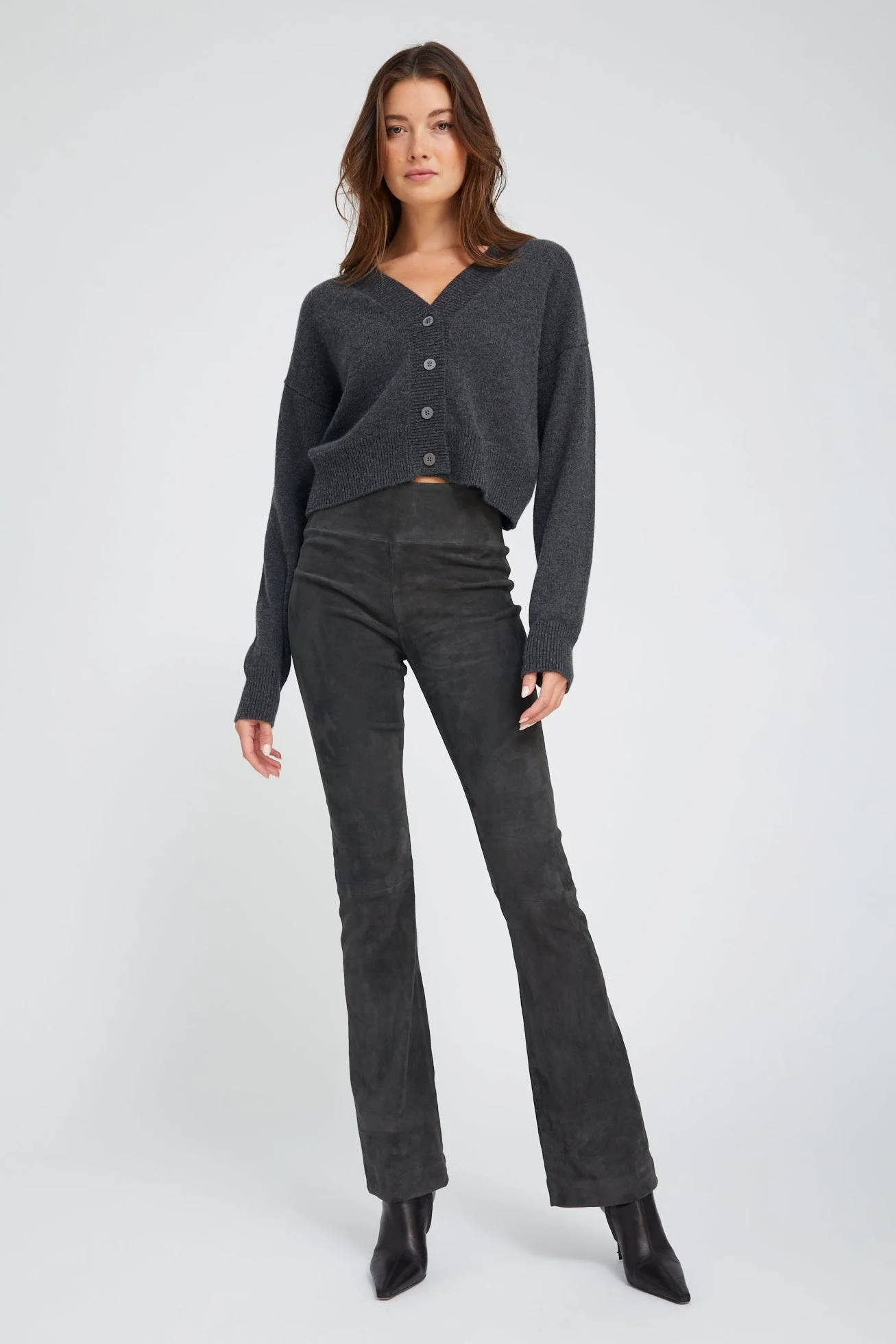 CHARCOAL SUEDE MICRO FLARE - 1