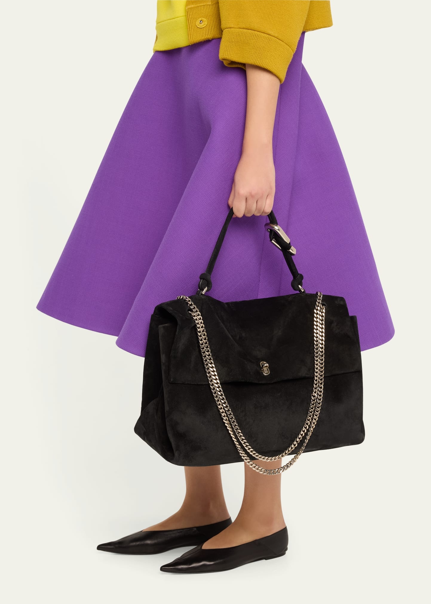 Large Suede Chain Shoulder Bag - 2