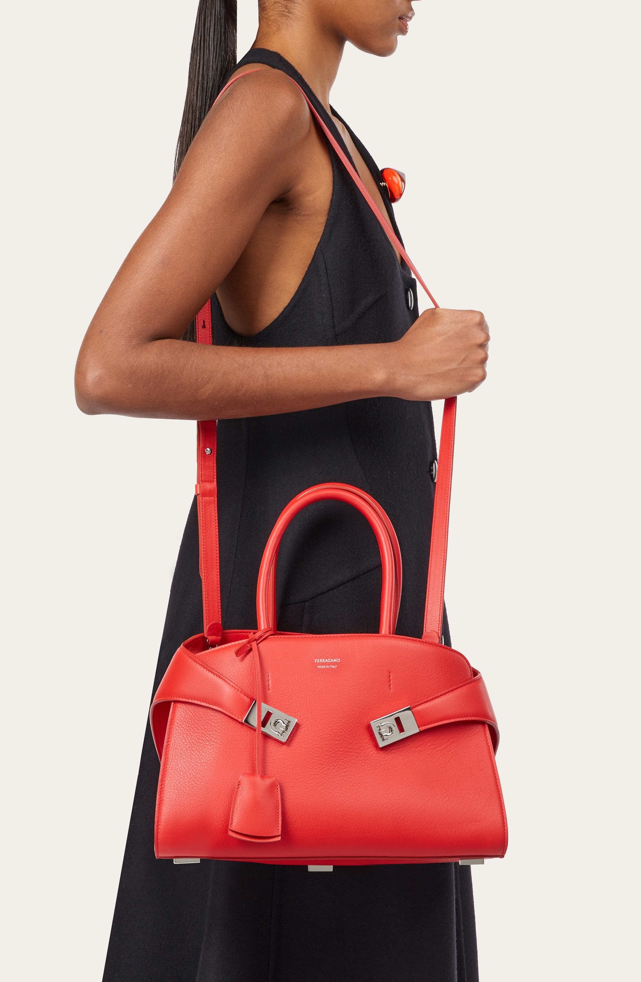 FERRAGAMO Hug Small Leather Top-Handle Bag in Flame Red at Nordstrom - 2
