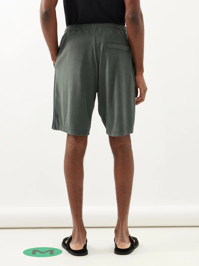 Elasticated-waist cotton-blend terry shorts - 4