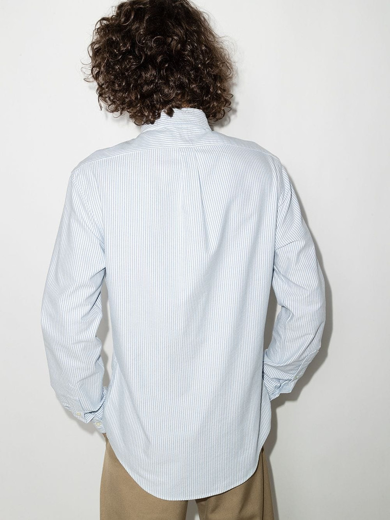 logo-embroidered striped shirt 3