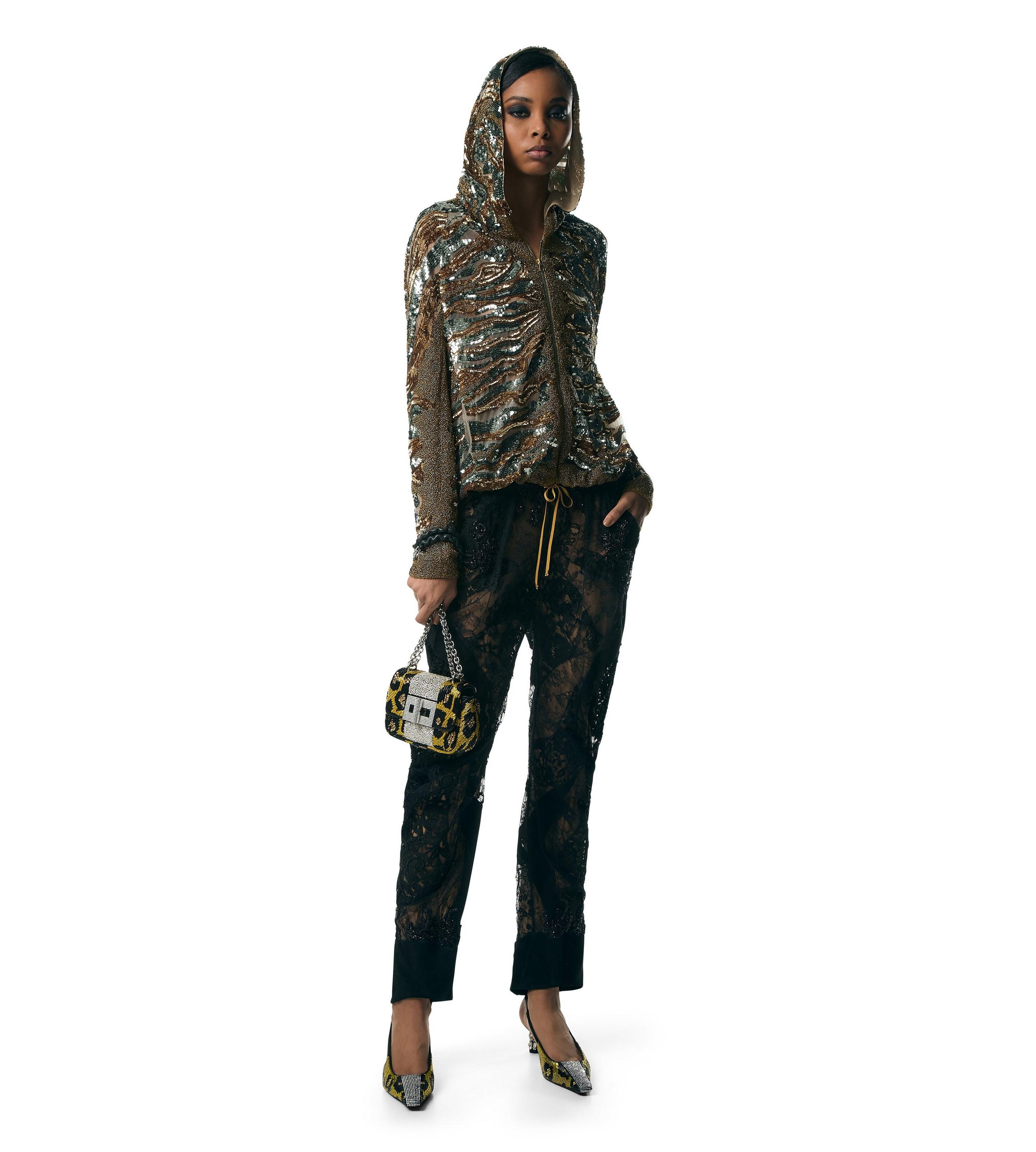 LACE PATCHWORK & JET EMBROIDERY PANTS - 4