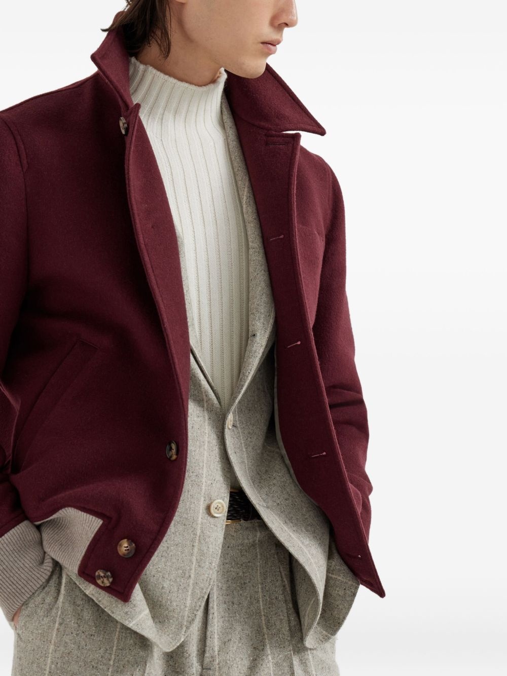 button-up wool-blend jacket - 5