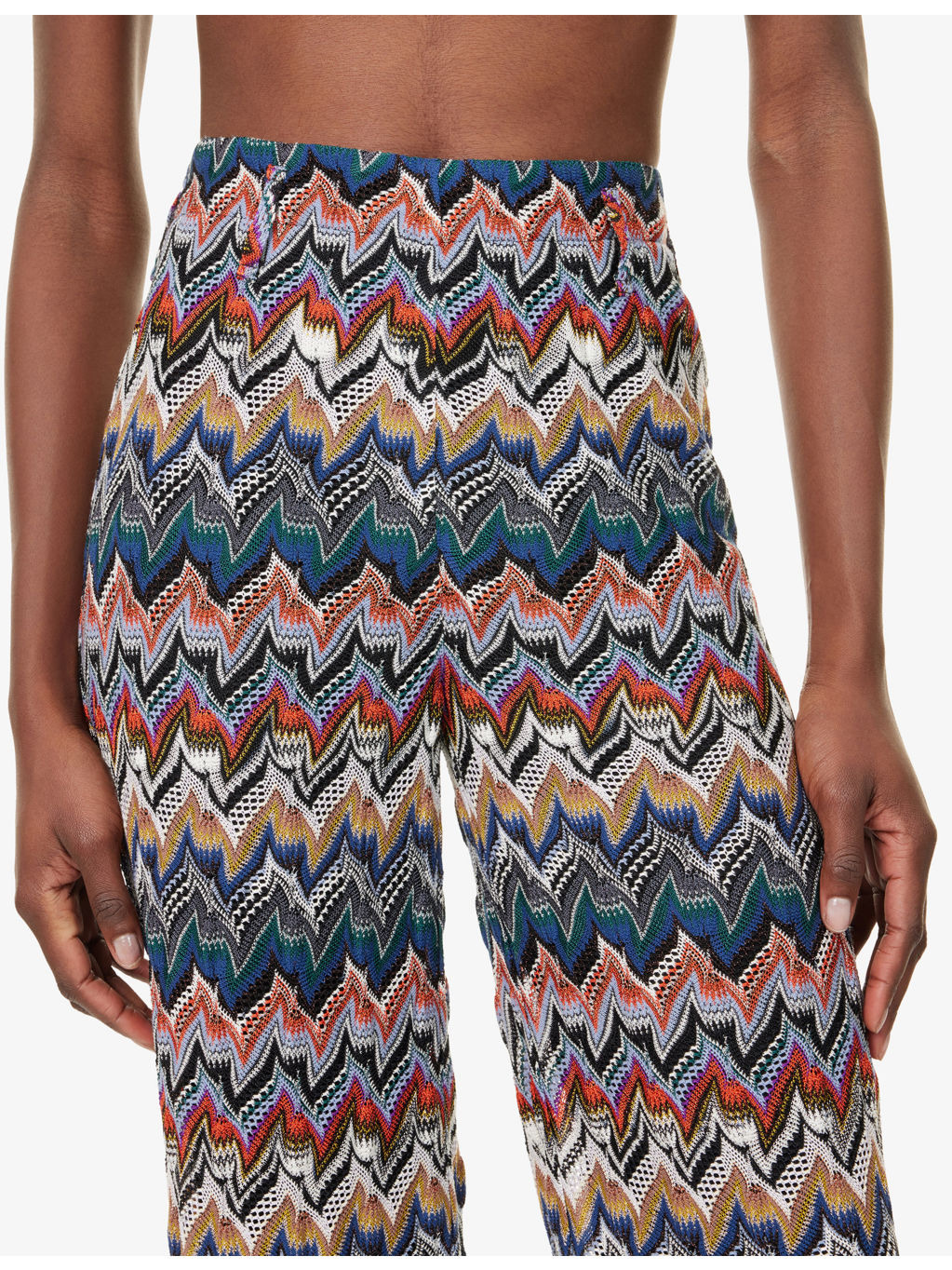 Chevron Metallic-Knit Wide-Leg Trousers - 5