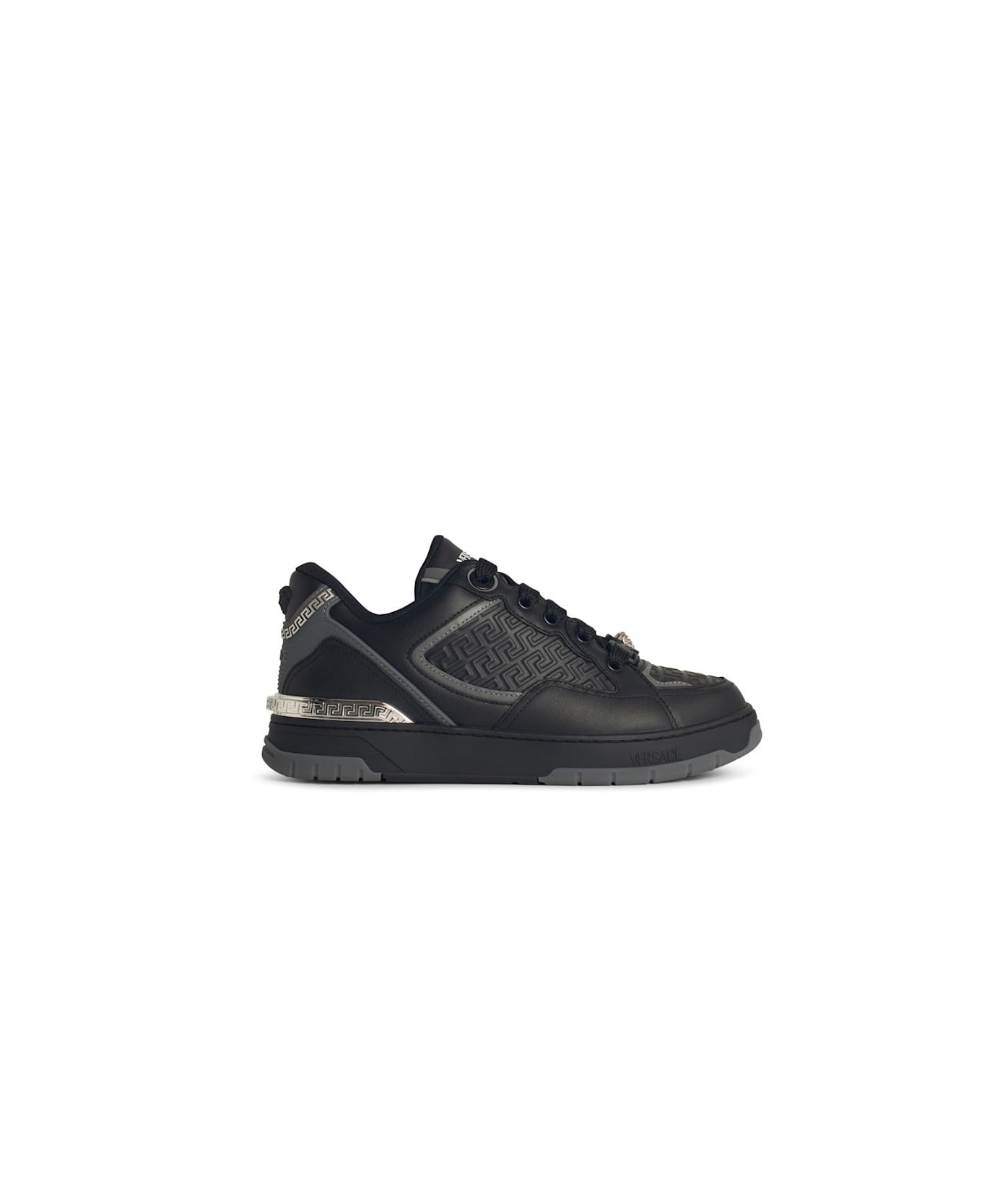 'greca' Black Leather Blend Sneakers - 1