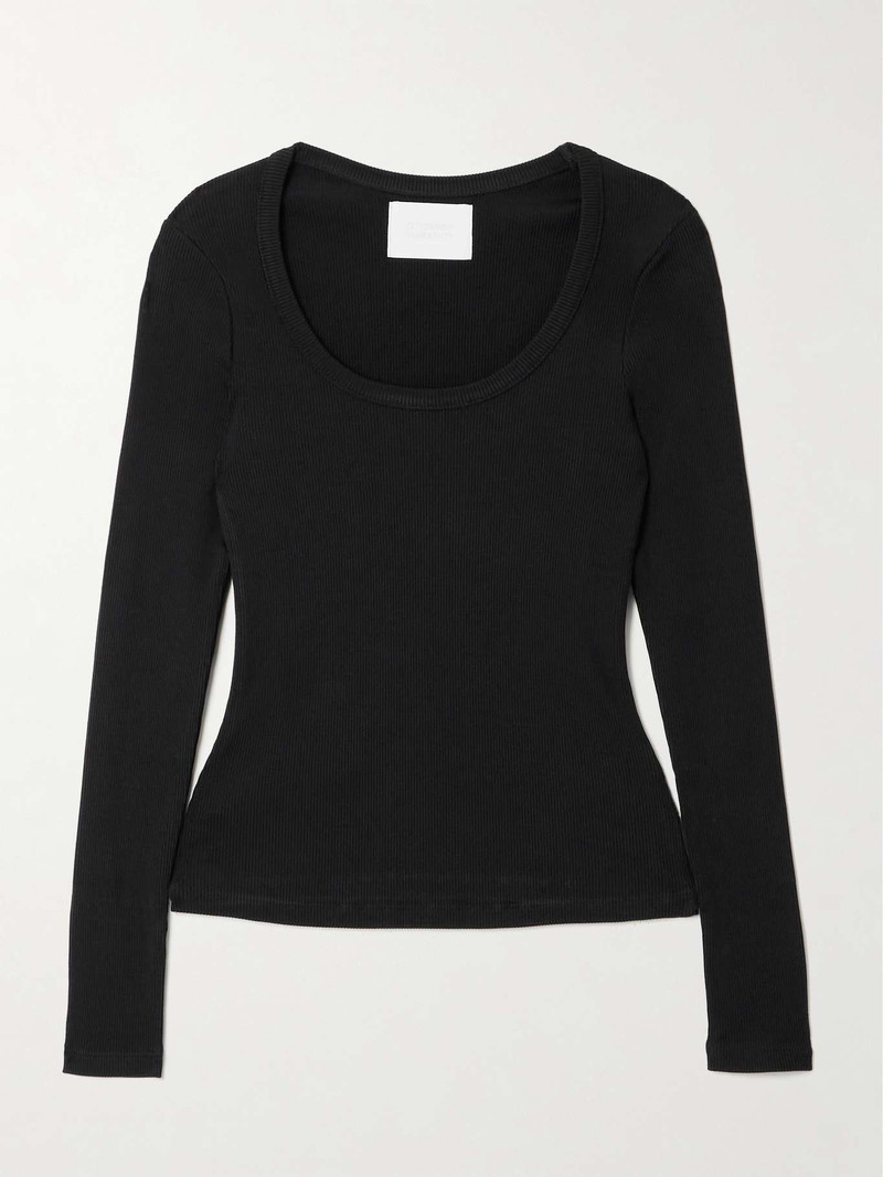 Rumi ribbed-knit top Black - 1