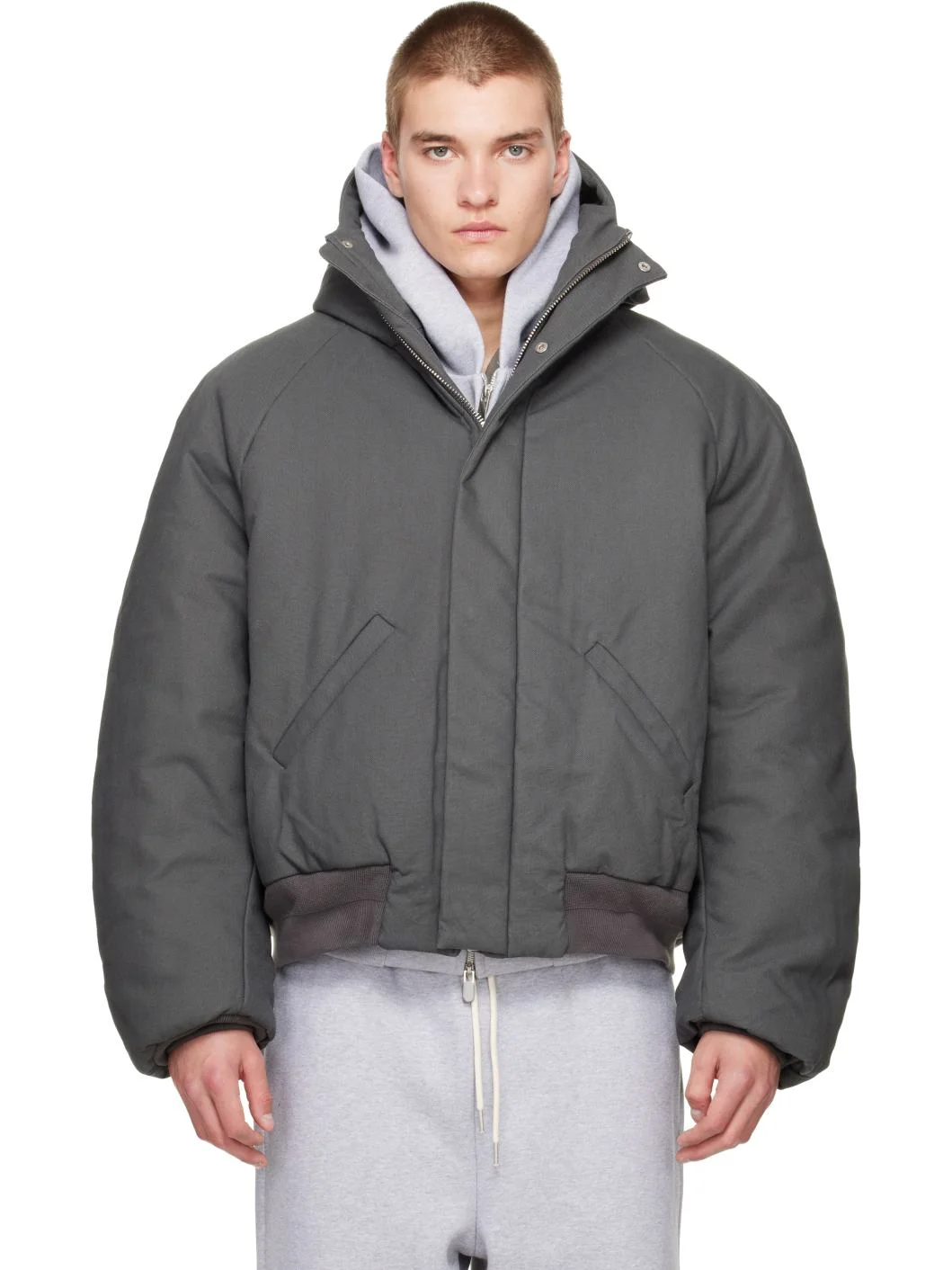 Gray Orb Puffer Coat - 1