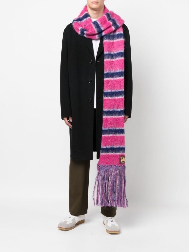 Marni check-pattern knitted scarf - Blue