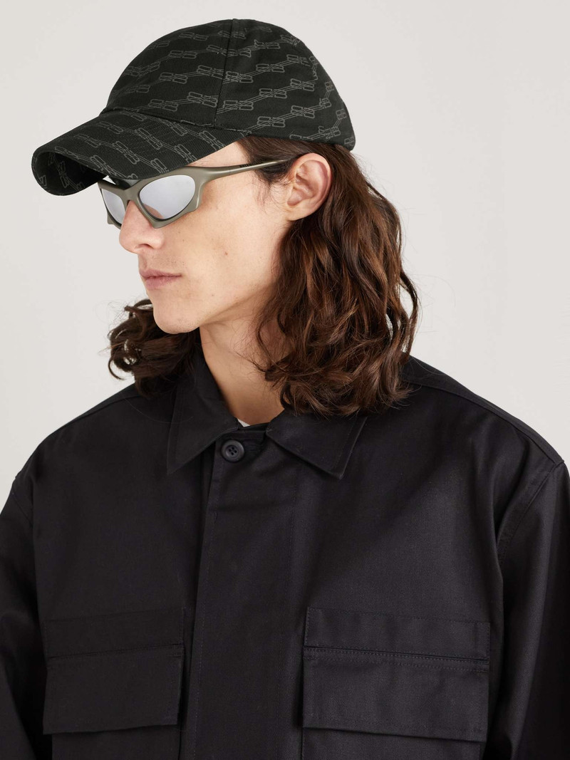 BALENCIAGA Monogrammed Cotton-Canvas Baseball Cap outlook