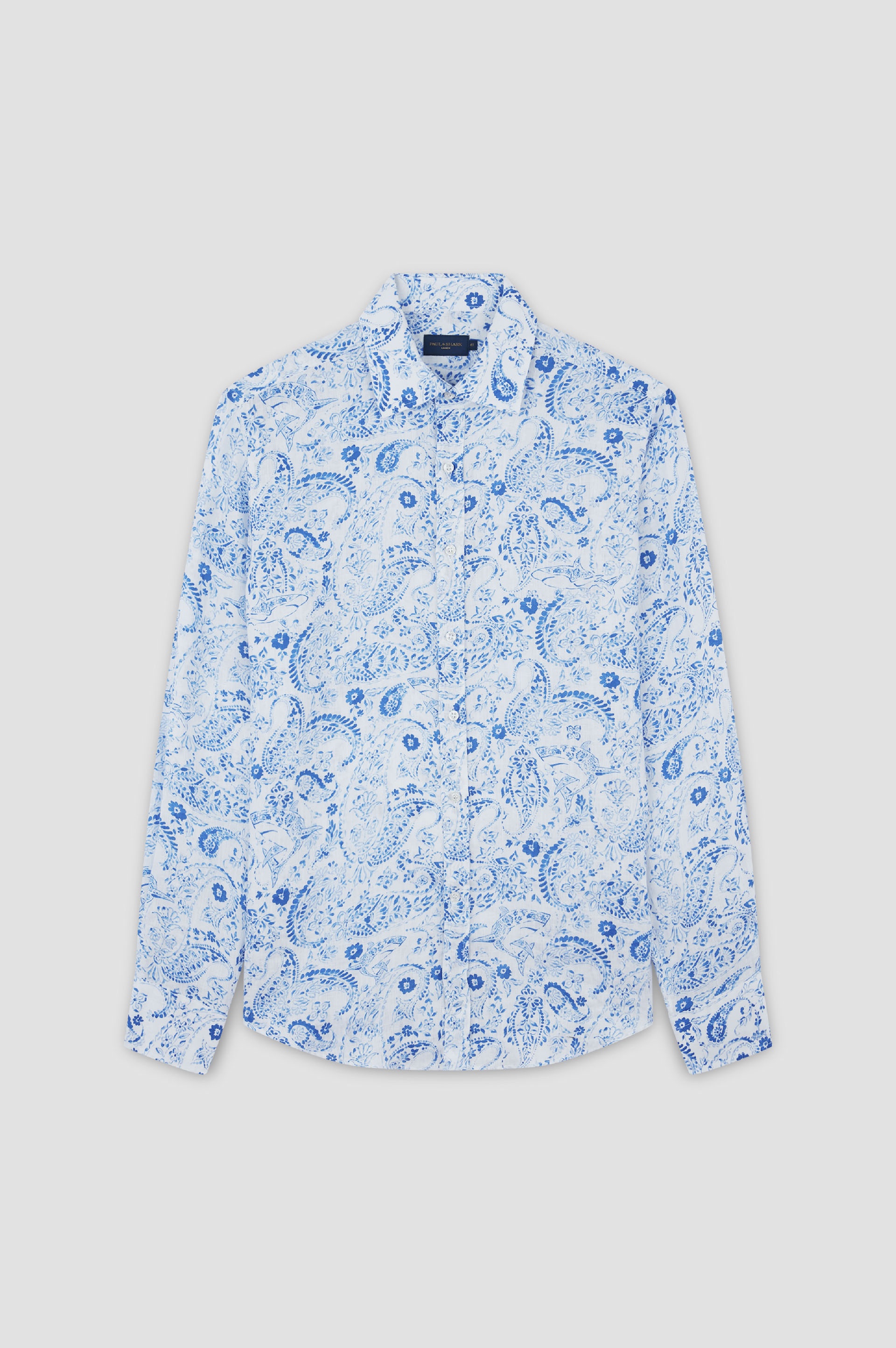 LINEN SHIRT WITH PAISLEY PRINT - 1
