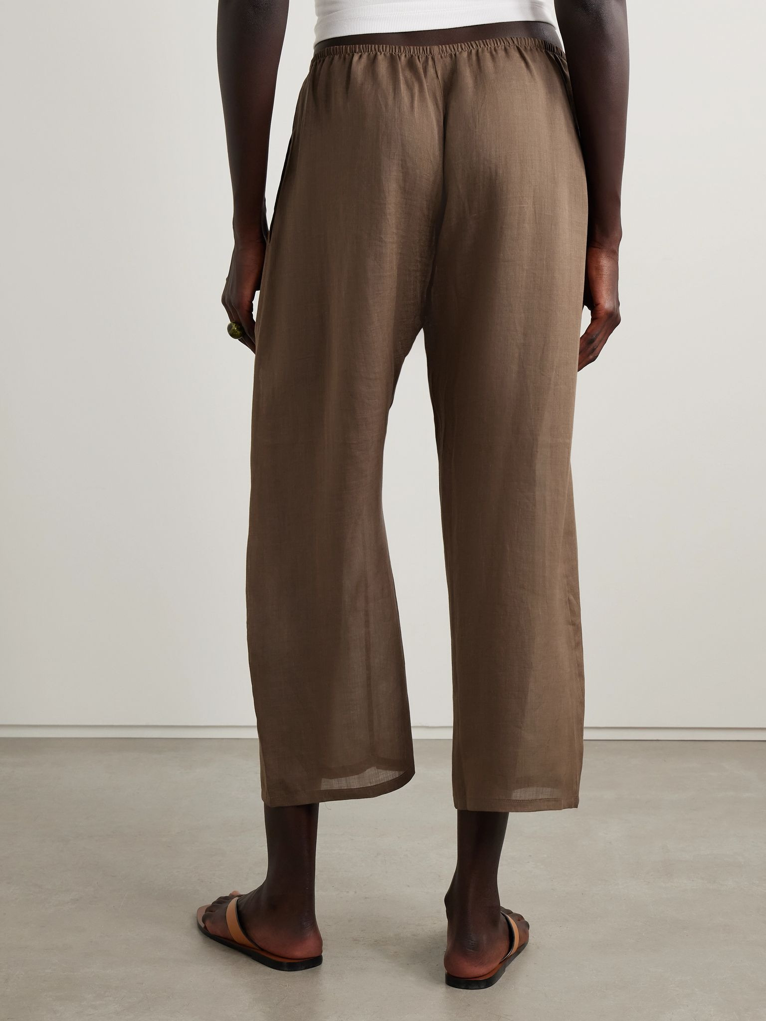 Niko cropped ramie pants Brown - 4