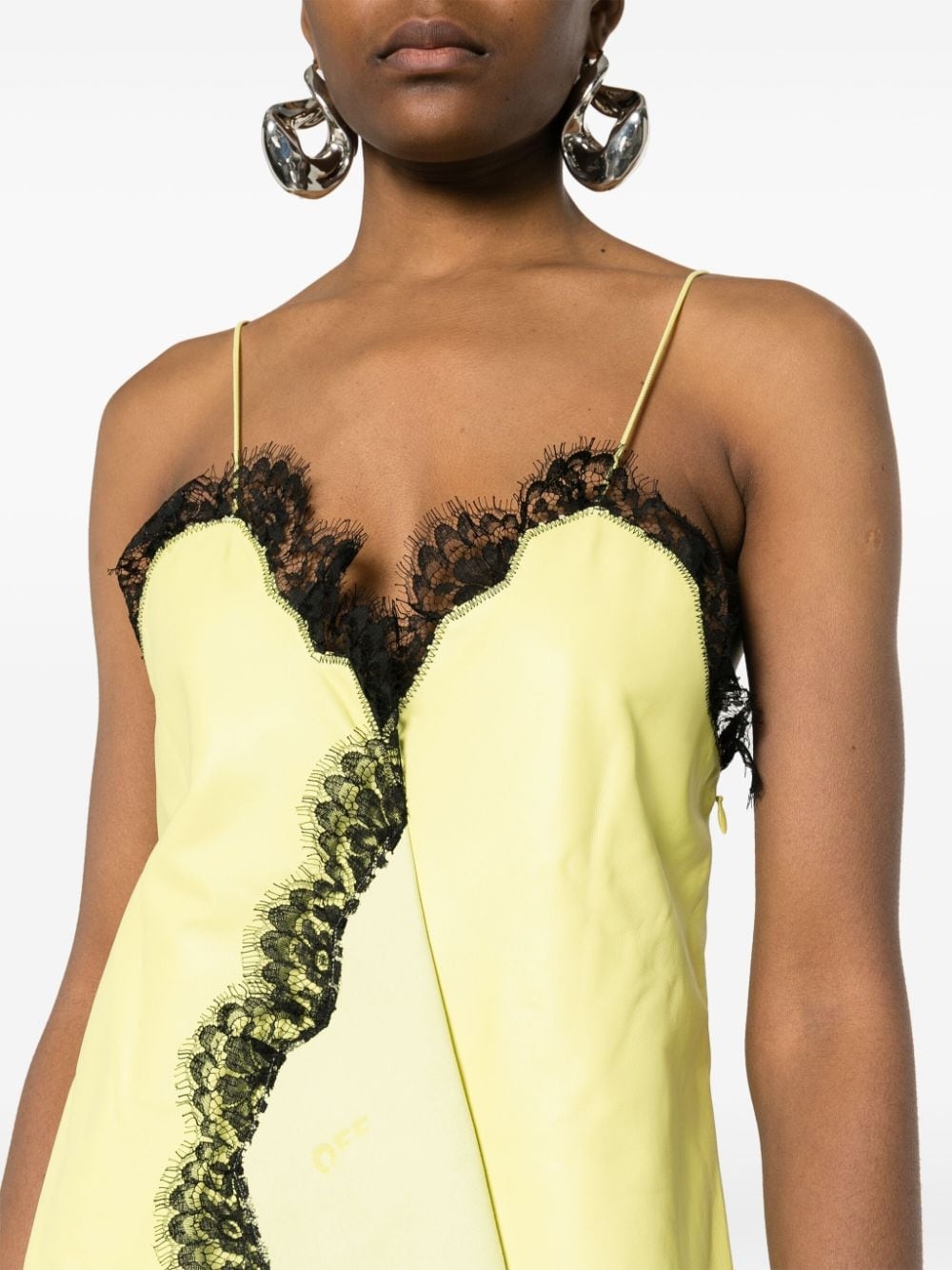 leather lace-detail dress - 5