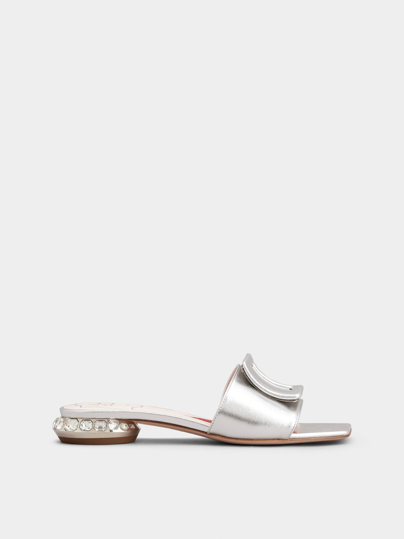 Strass Heel Covered Buckle Mules in Nappa Leather - 1