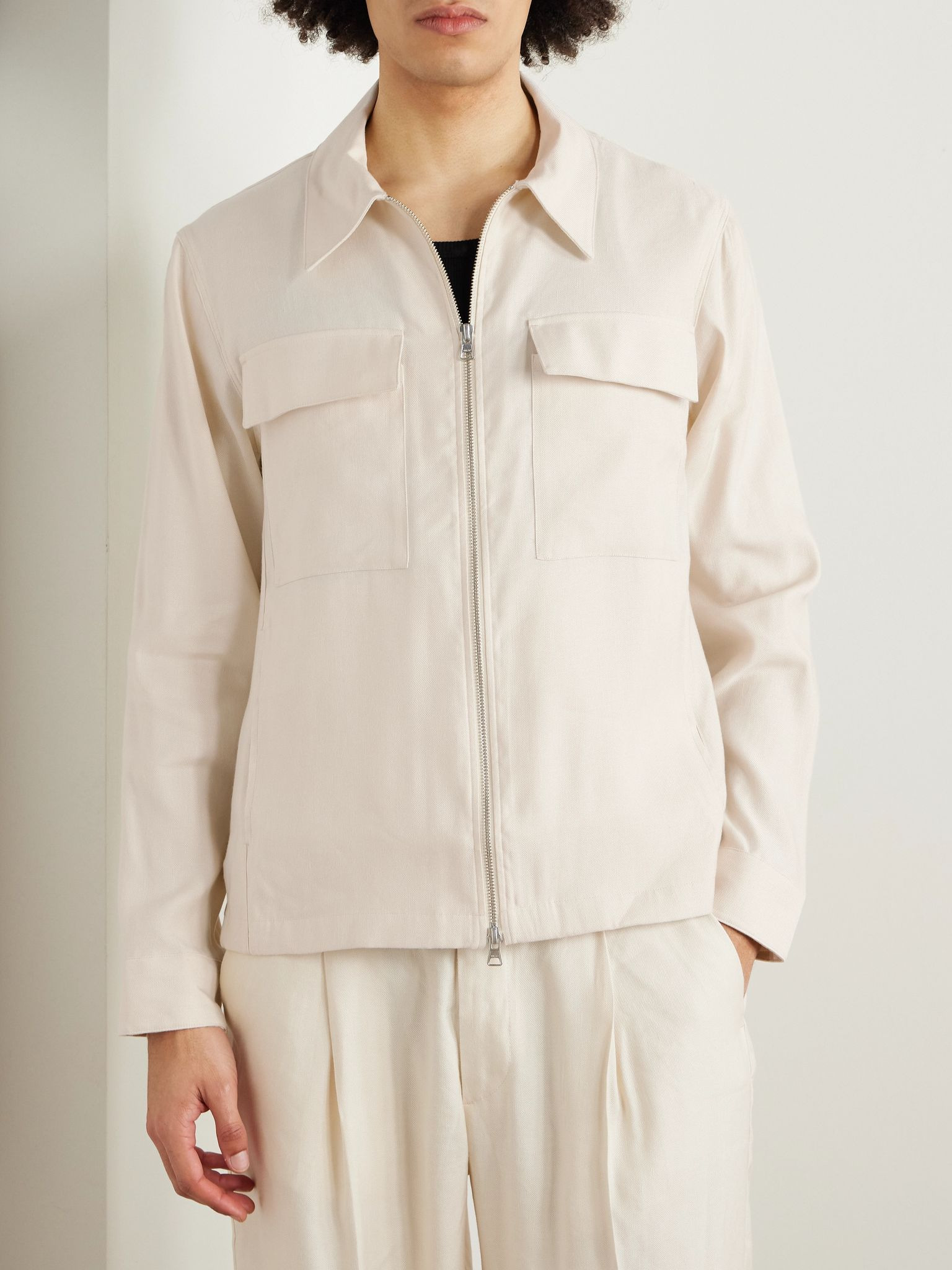 Alban 1808 LENZING™ ECOVERO™ and Linen-Blend Jacket Ecru - 3