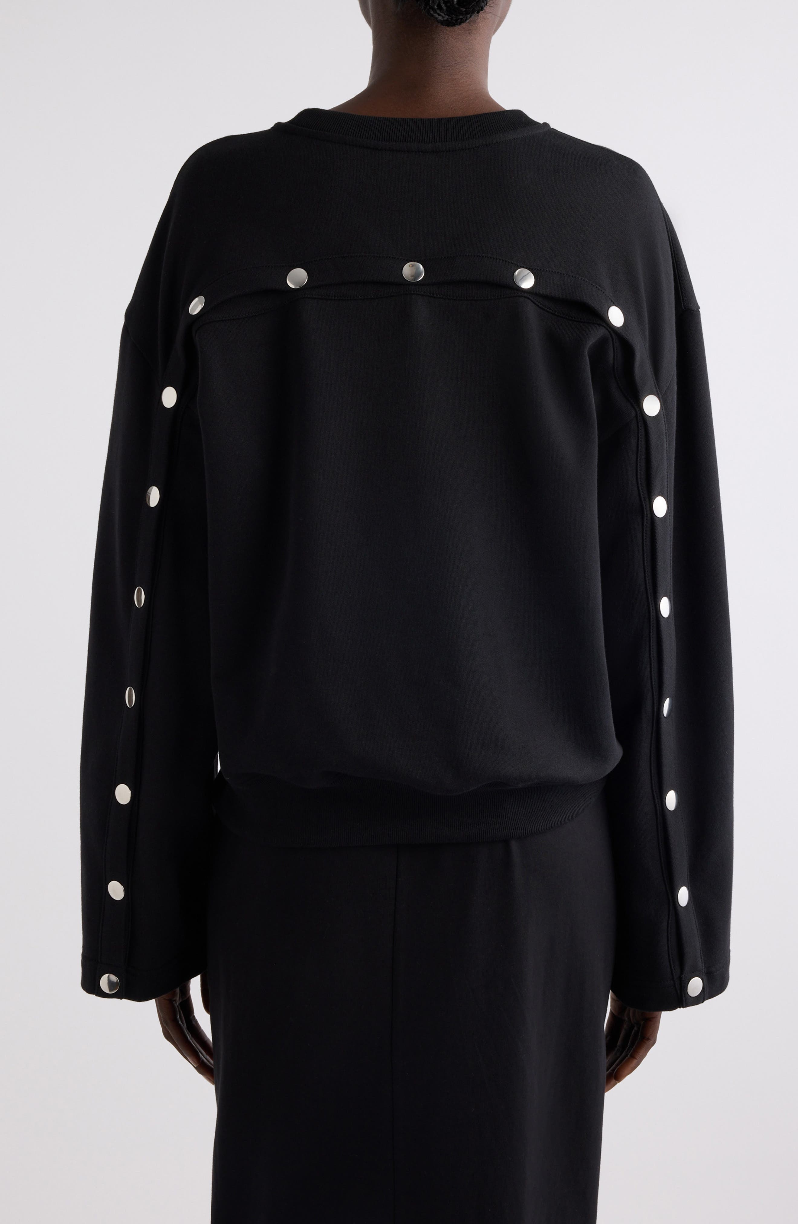 Dries Van Noten Snap Sleeve Sweatshirt in Black at Nordstrom - 4