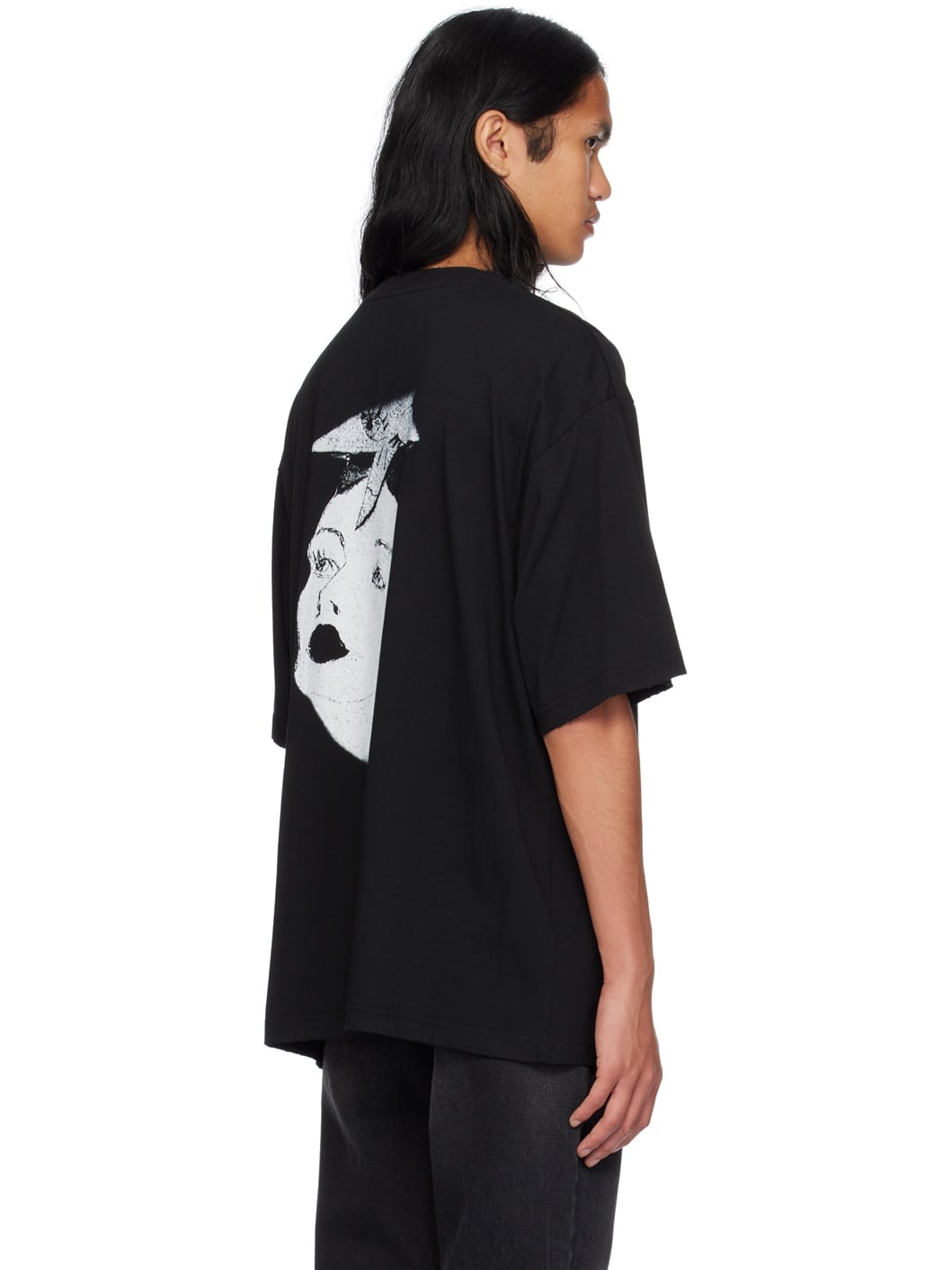 Black Princess Print Damaged T-Shirt - 3
