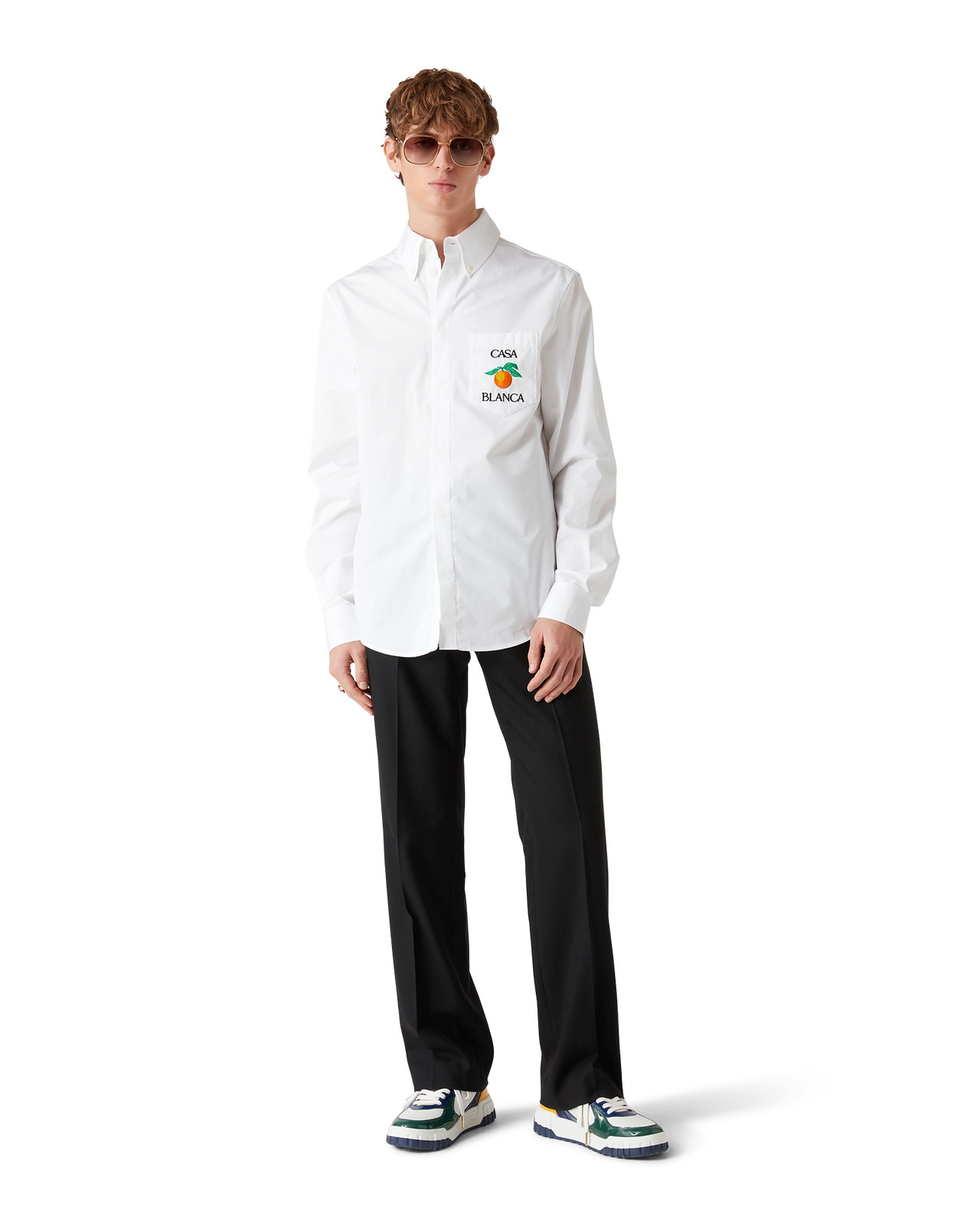 Embroidered Orange Oxford Shirt | Casablanca Paris - 2