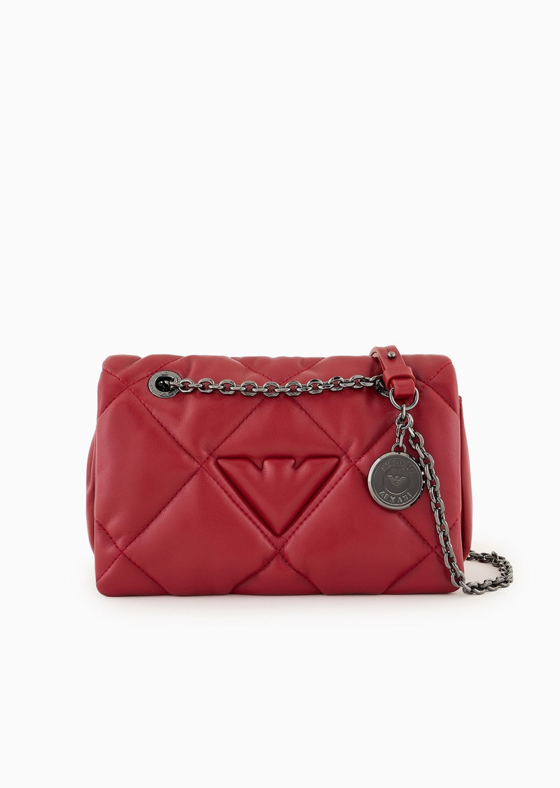 Quilted nappa leather-effect shopper bag with flap 1