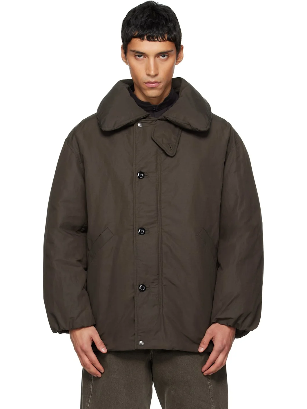 Brown Puffer Blouson Down Jacket - 1